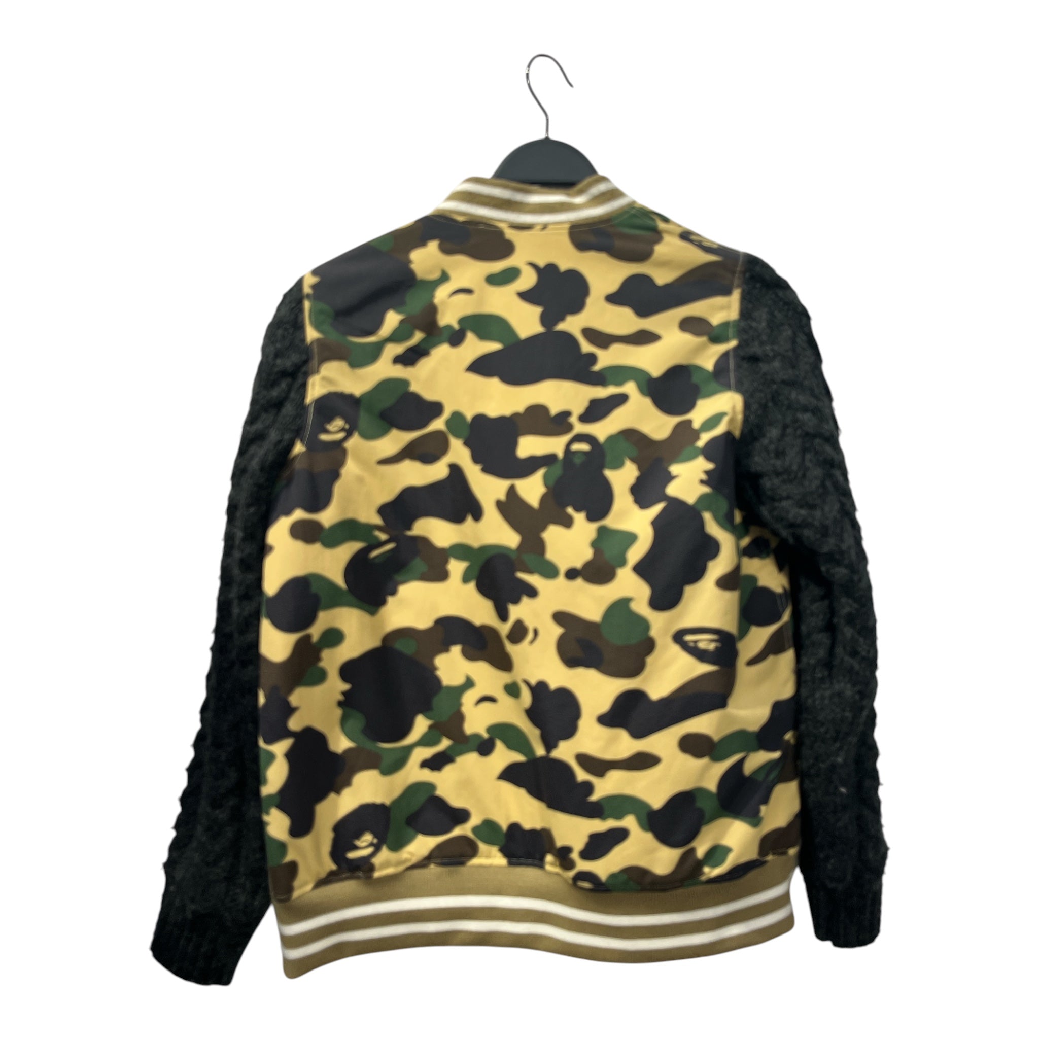A BATHING APE/Quilted Jkt/S/Nylon/YEL/Camouflage/KNIT GRY SLEEVES BOMBER view 2