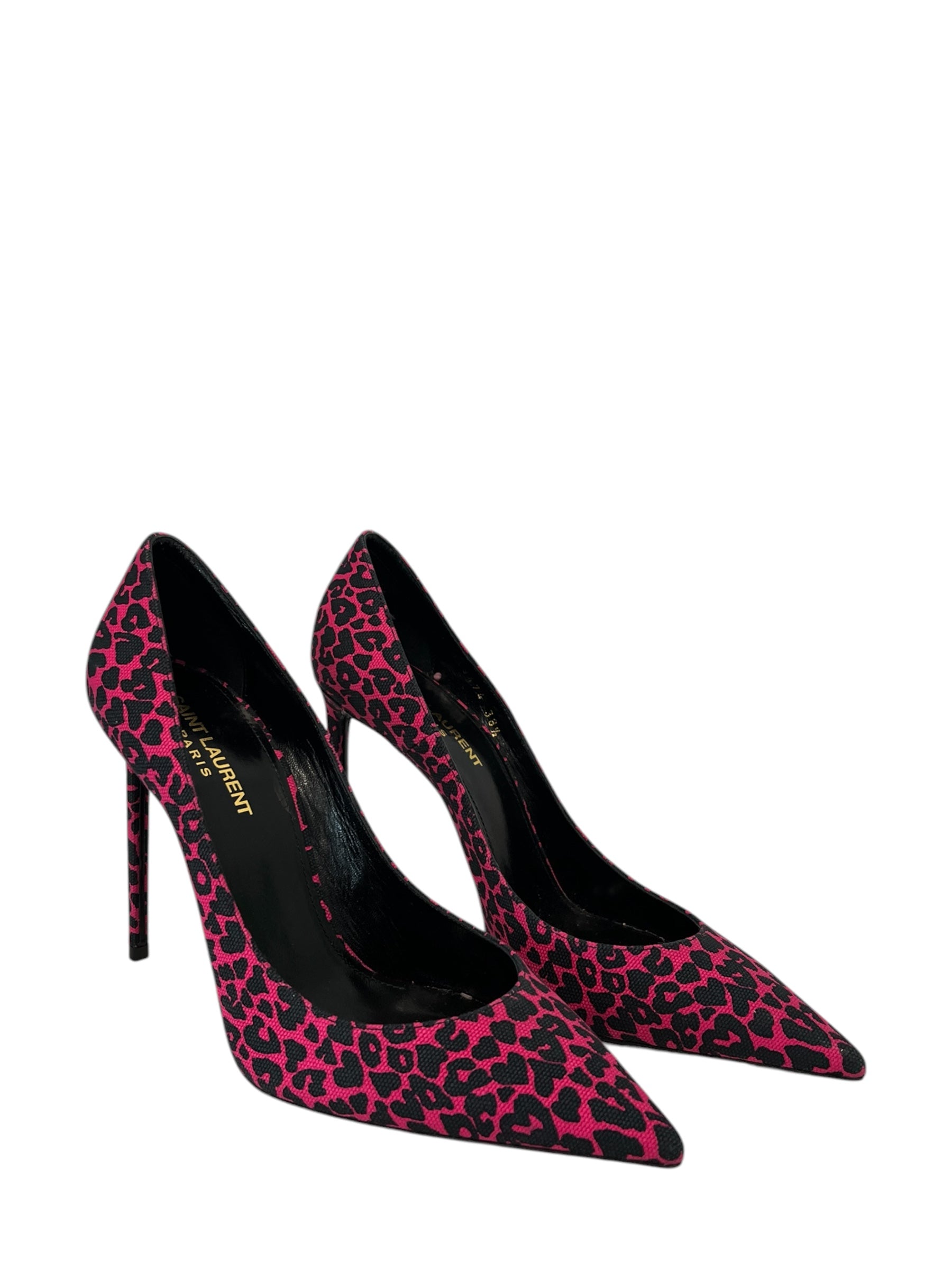 SAINT LAURENT/Heels/EU 38.5/Animal Pattern/Cotton/PNK/V-Tip/CLOTH ZOE LEOPARD PUMPS view 1