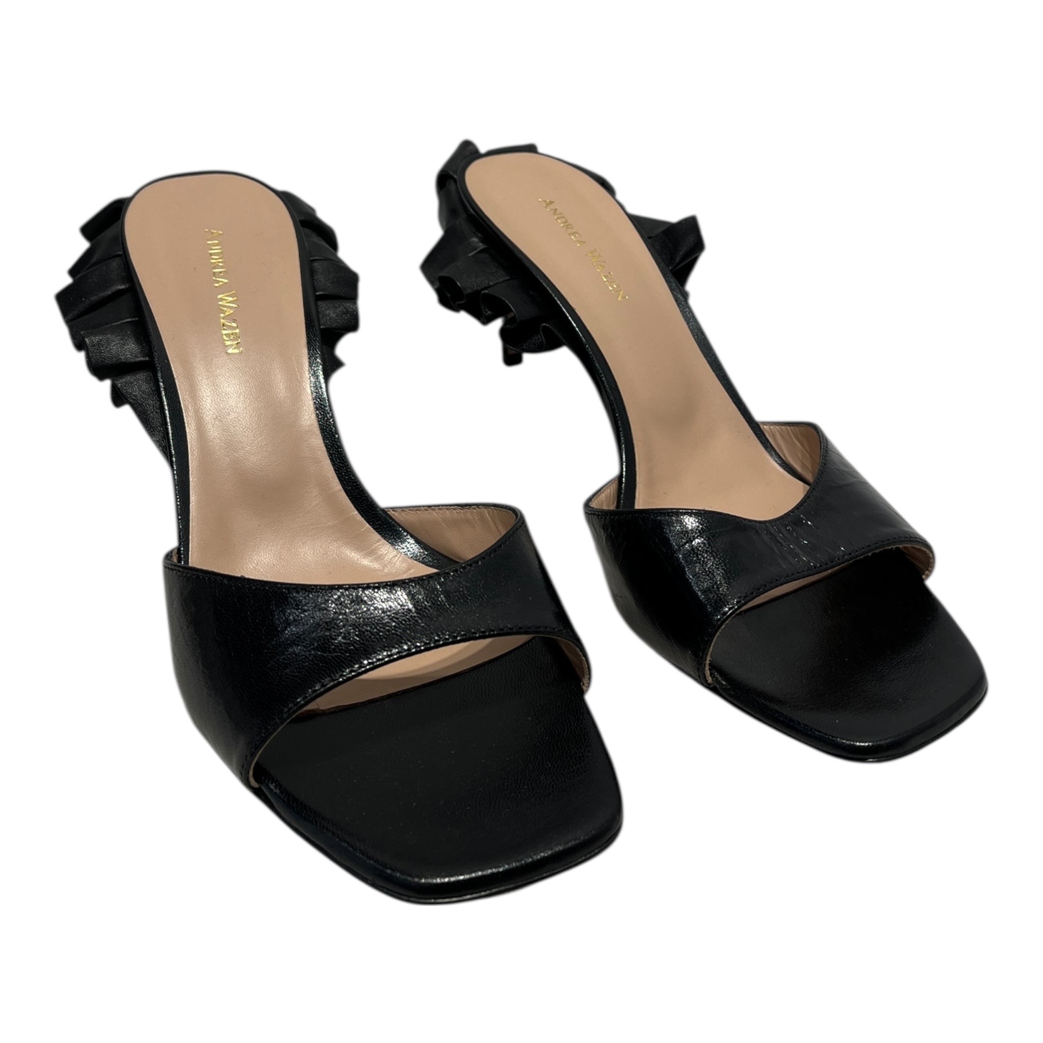 ANDREA WAZEN/Heels/US 8/Leather/BLK/ROUCHES HEEL view 1