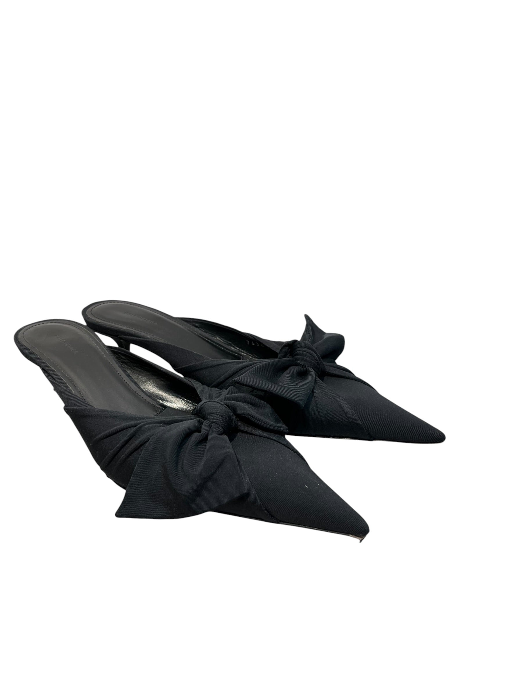 BALENCIAGA/Heels/EU 38/Leather/BLK/pointed with bowtie view 1