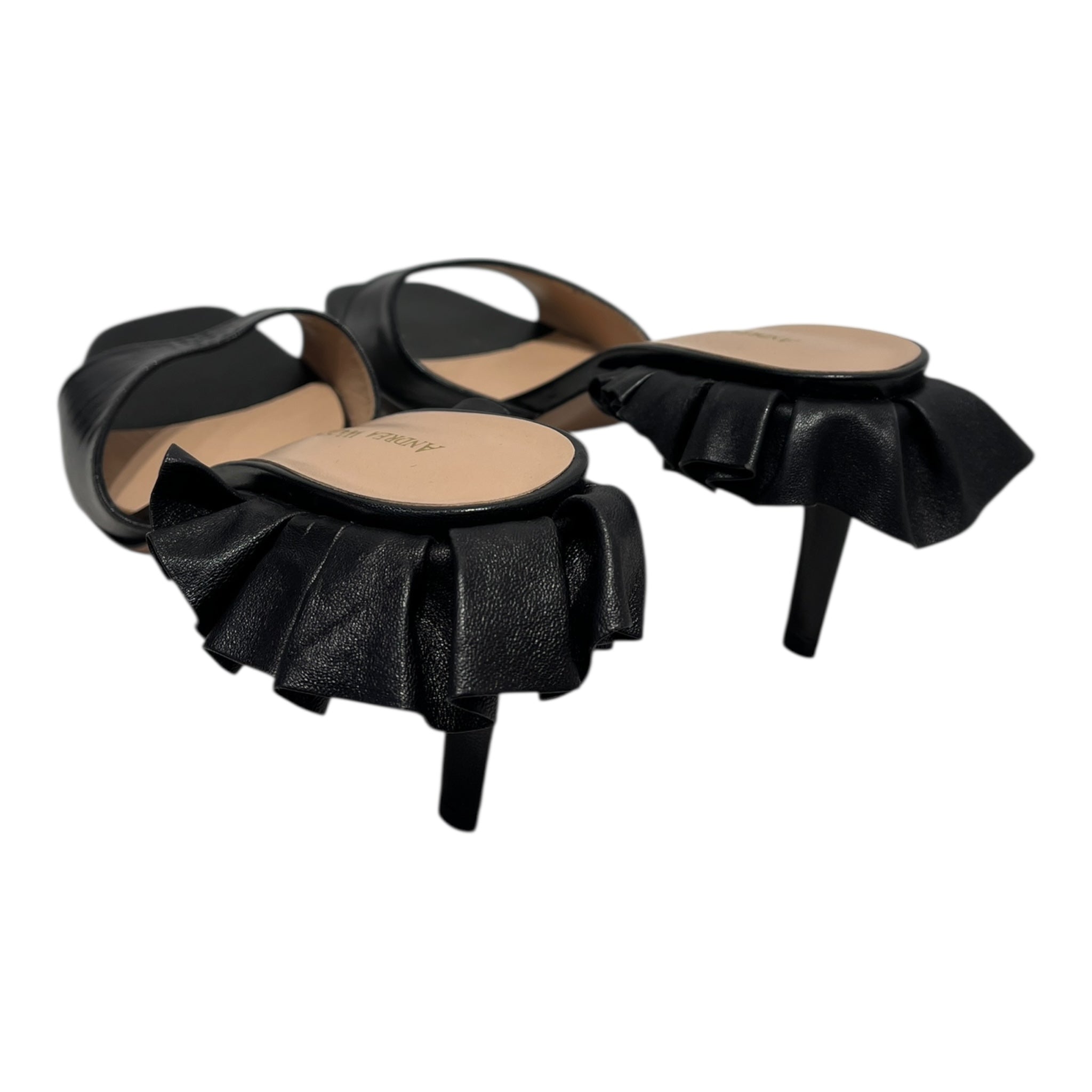 ANDREA WAZEN/Heels/US 8/Leather/BLK/ROUCHES HEEL view 2