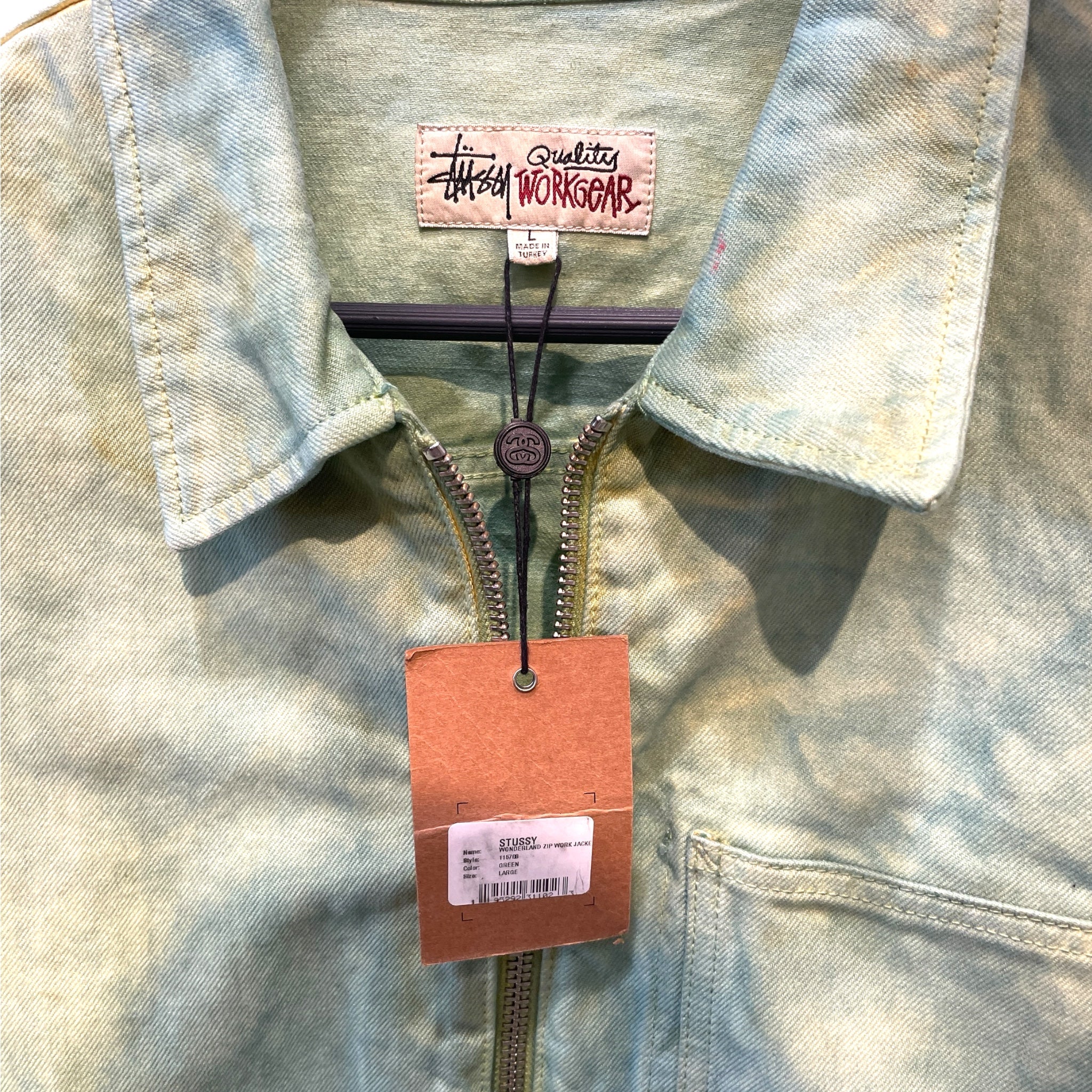 STUSSY/Denim Jkt/L/Cotton/GRN/Hand Dyed Wonderland Workwear view 3