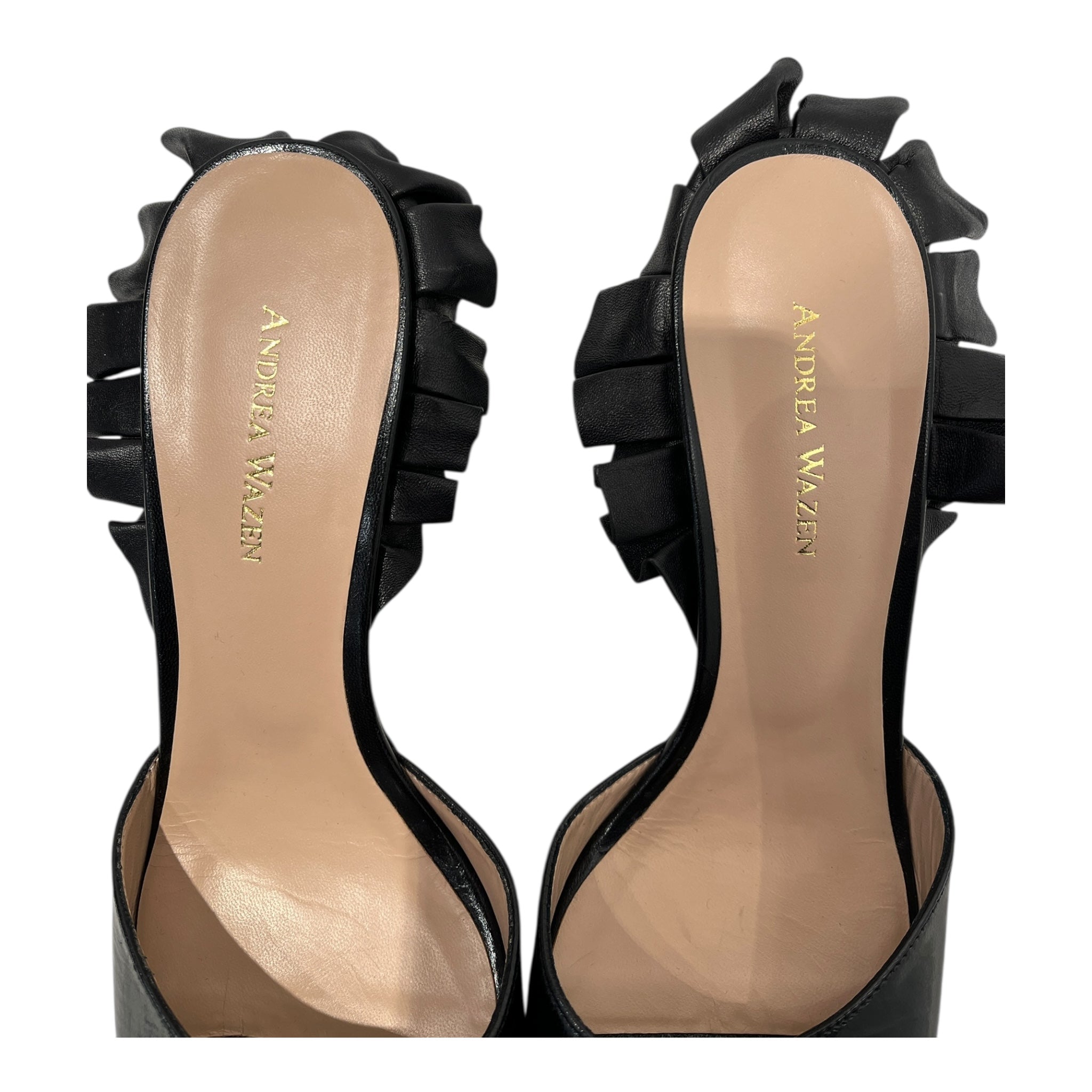 ANDREA WAZEN/Heels/US 8/Leather/BLK/ROUCHES HEEL view 3