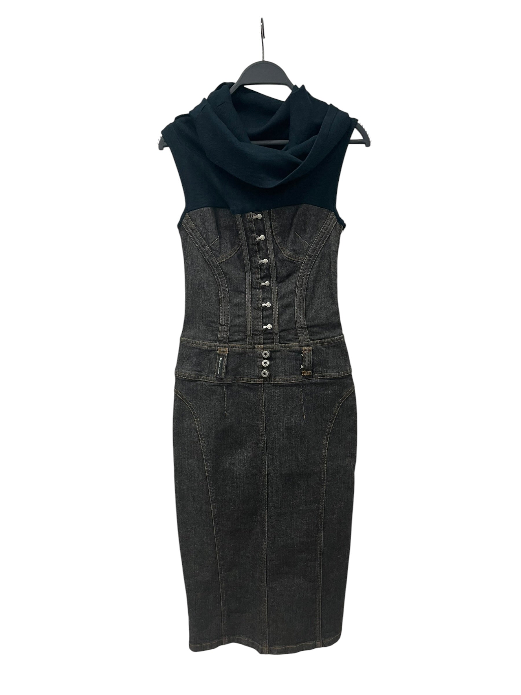 D&G/SS Dress/24/Denim/GRY/DENIM DRESS, RIBBED COWL NECK view 1