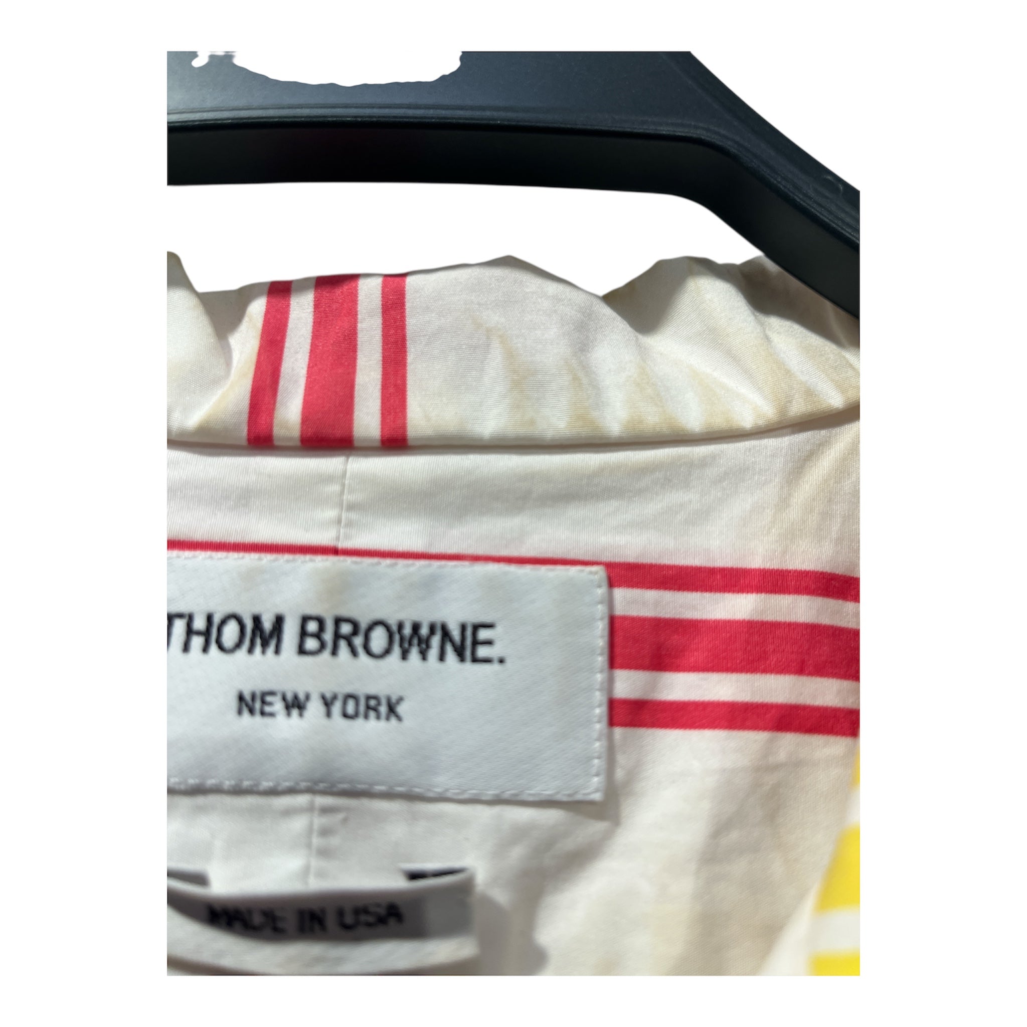 THOM BROWNE. NEW YORK/SS Shirt/40/Cotton/WHT/colorful stripe button up view 3