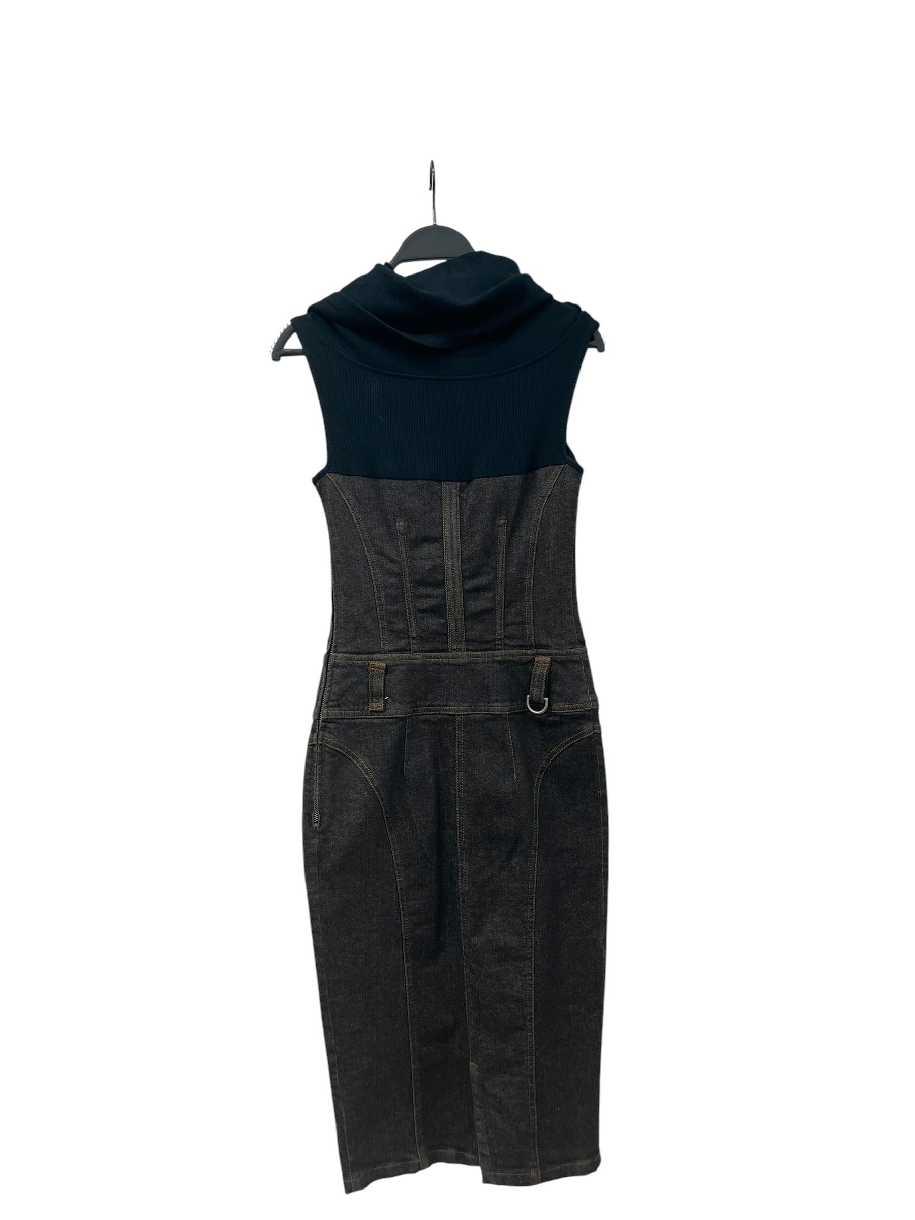 D&G/SS Dress/24/Denim/GRY/DENIM DRESS, RIBBED COWL NECK view 2