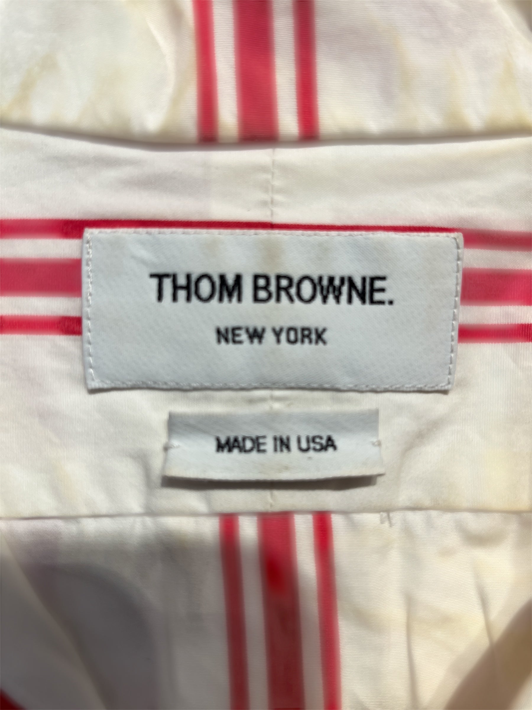 THOM BROWNE. NEW YORK/SS Shirt/40/Cotton/WHT/colorful stripe button up view 4