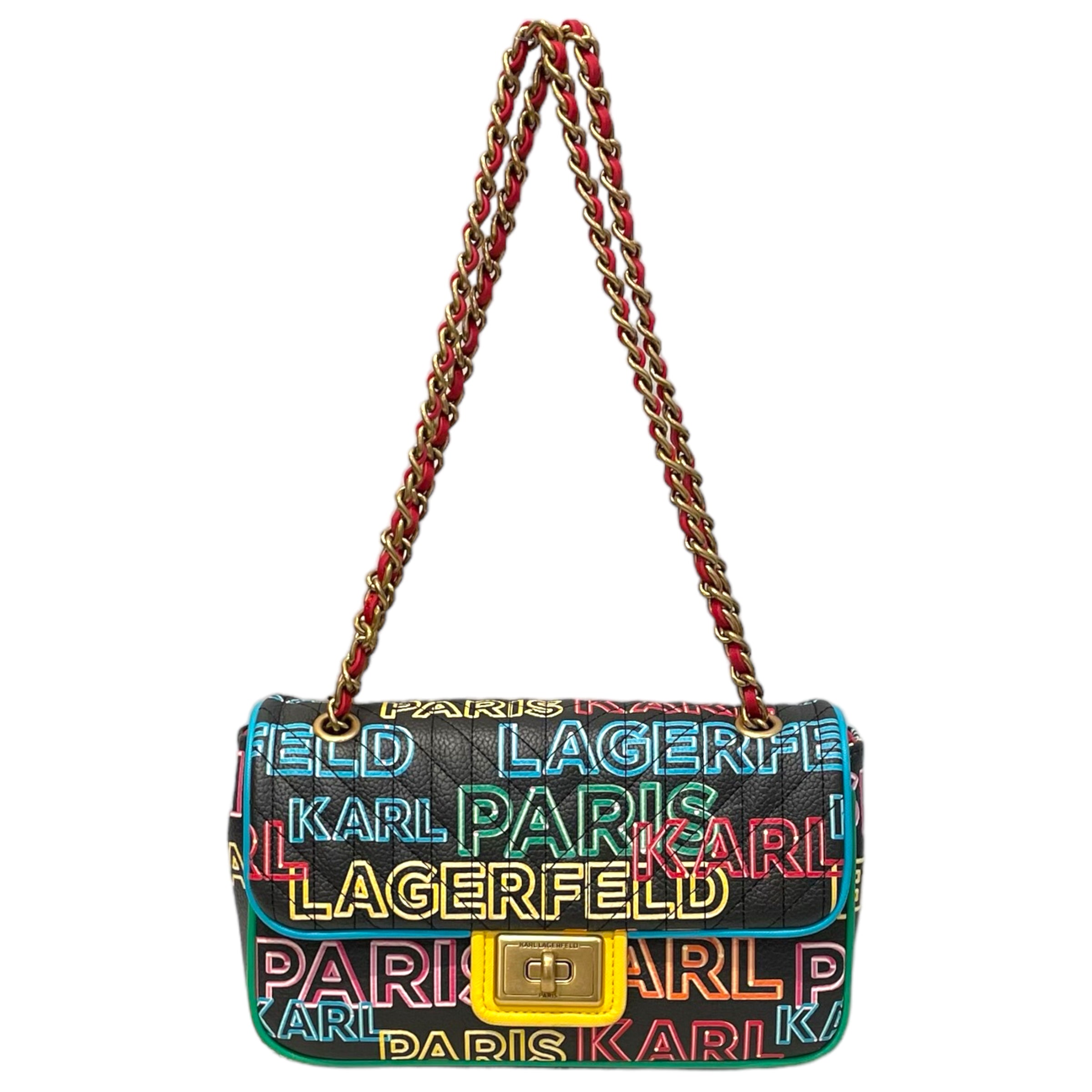 KARL LAGERFELD/Cross Body Bag/All Over Print/Leather/BLK/LH1H4283 Agyn ...