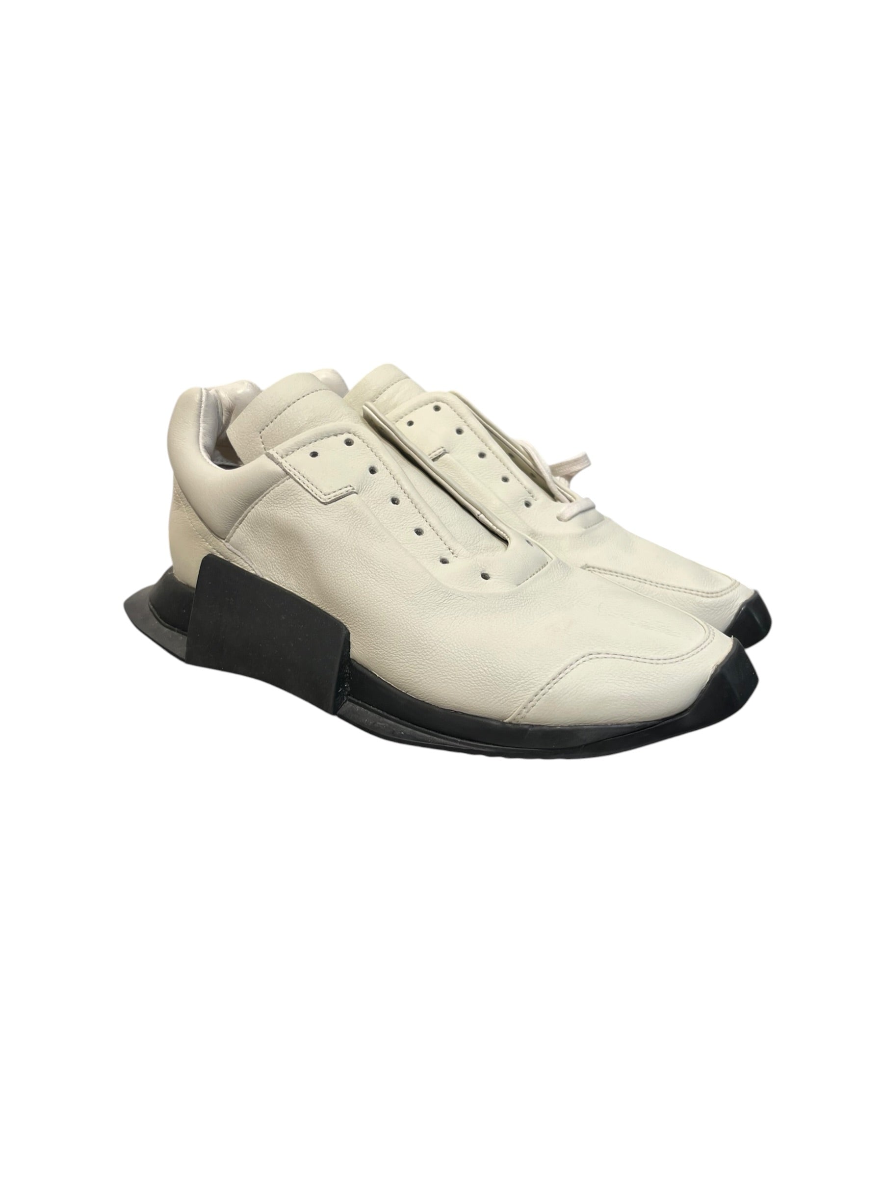 Rick Owens/adidas/Low-Sneakers/US 6.5/Leather/CRM/LEVEL RUNNER LOW 2 MILK BLACK view 1