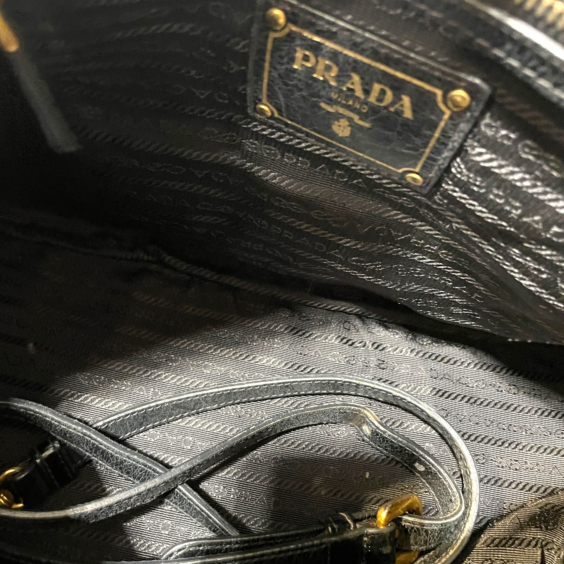 PRADA/Hand Bag/Leather/BLK/2 Way Fringe Bag view 6