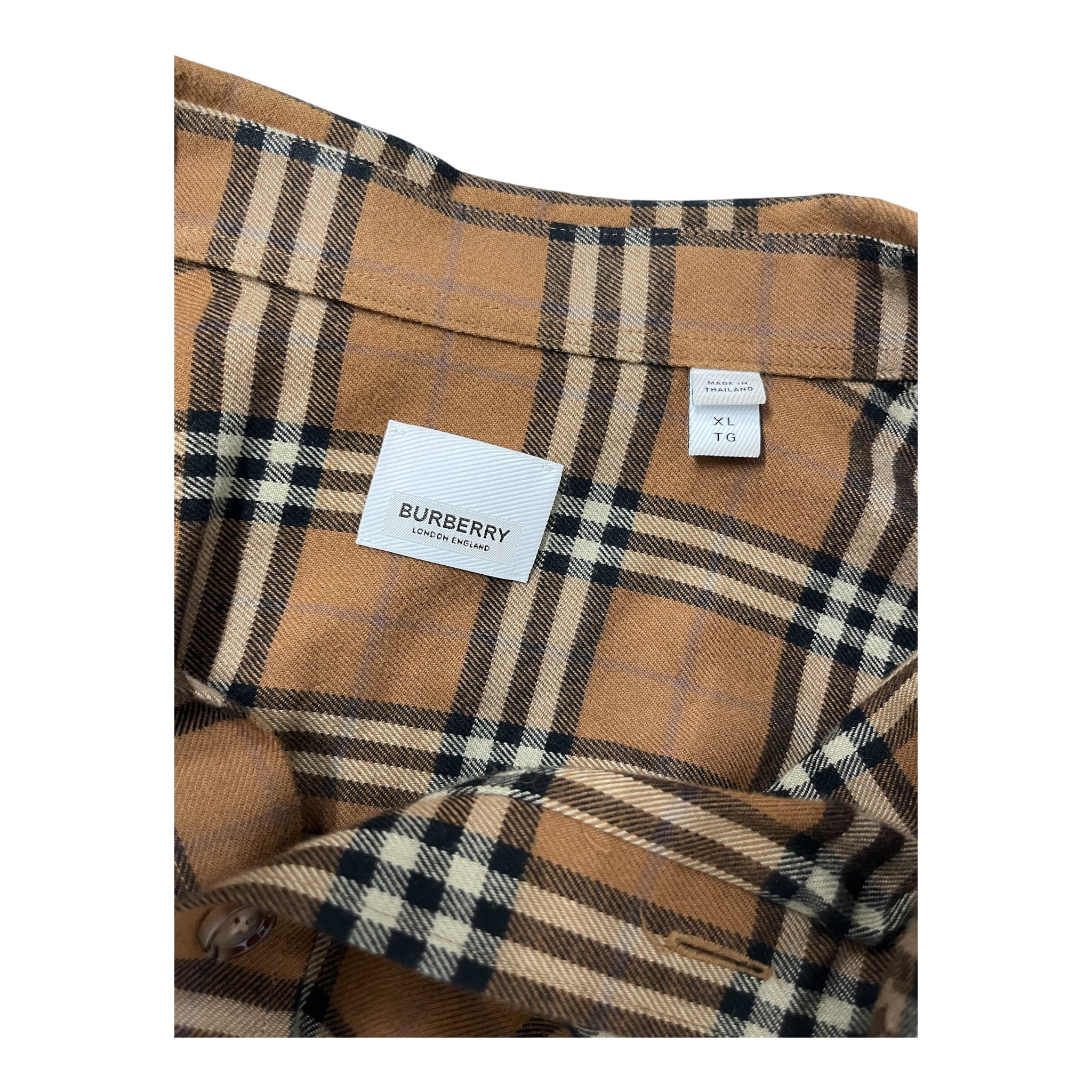 BURBERRY LONDON/LS Shirt/XL/Cotton/CML/Plaid/CAMEL COLOR BUTTON DOWN view 3