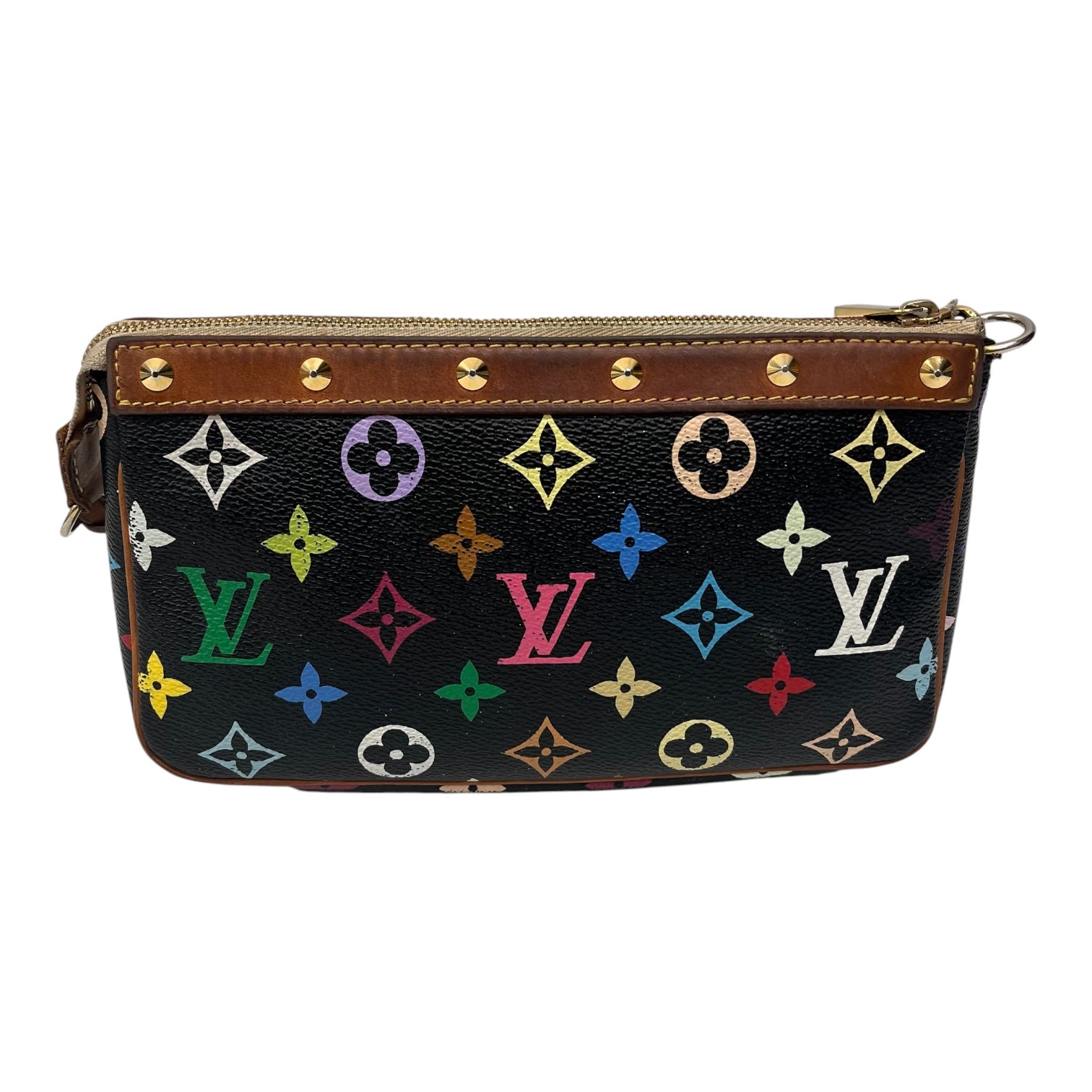 LOUIS VUITTON/Hand Bag/Monogram/Leather/BLK/Murakami Multicolore Pochette view 2