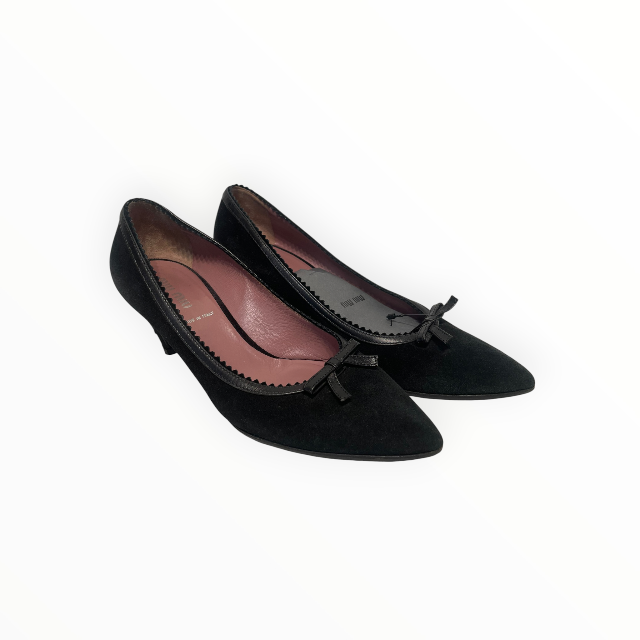 MIU MIU/Heels/EU 35.5/Suede/BLK/LOW BOW HEELS view 1