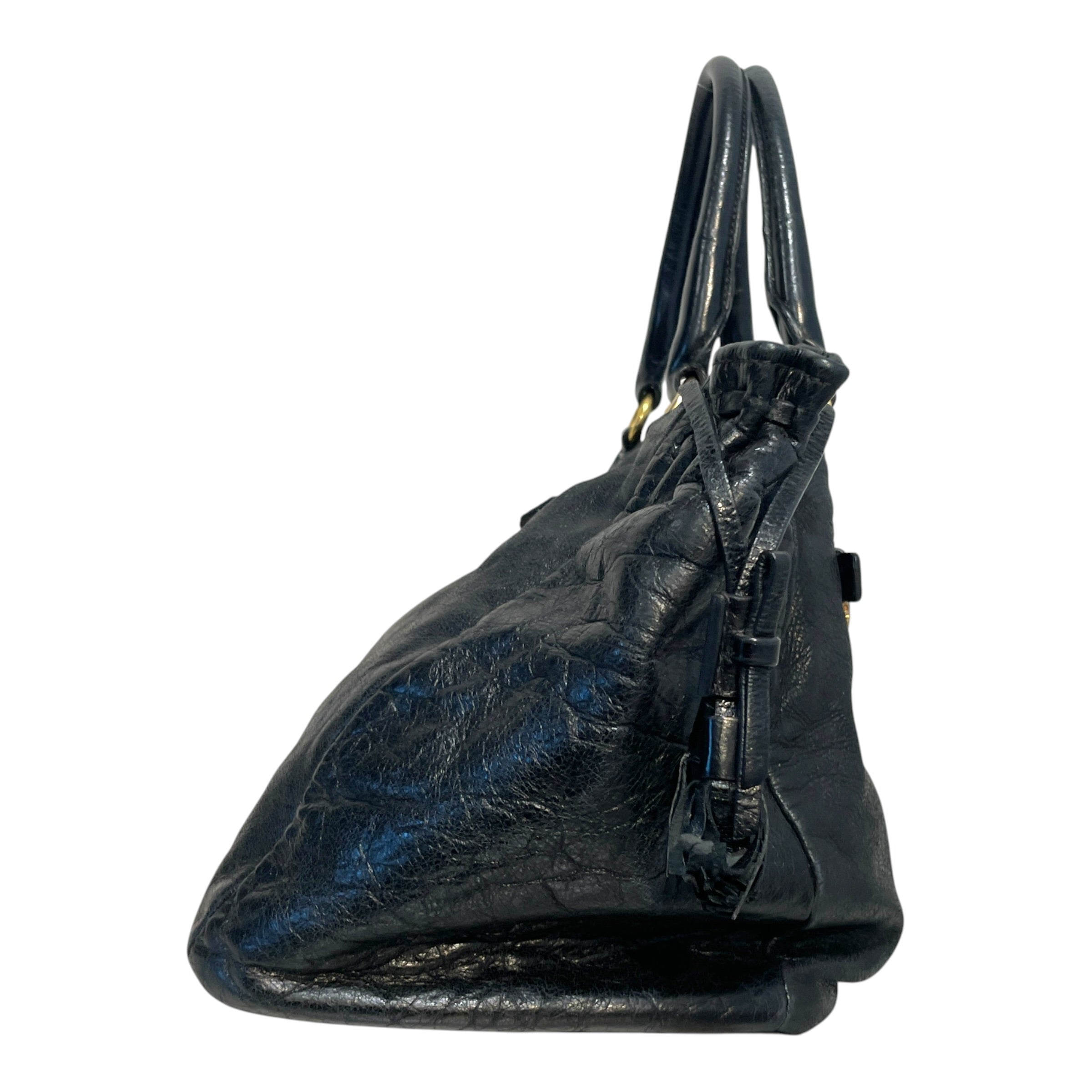 PRADA/Hand Bag/Leather/BLK/2 Way Fringe Bag view 3