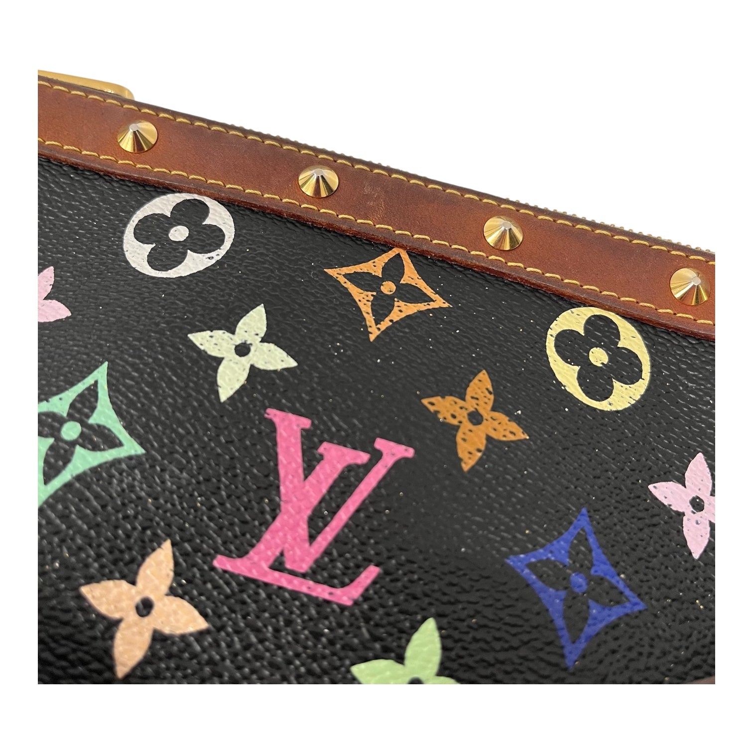 LOUIS VUITTON/Hand Bag/Monogram/Leather/BLK/Murakami Multicolore Pochette view 5