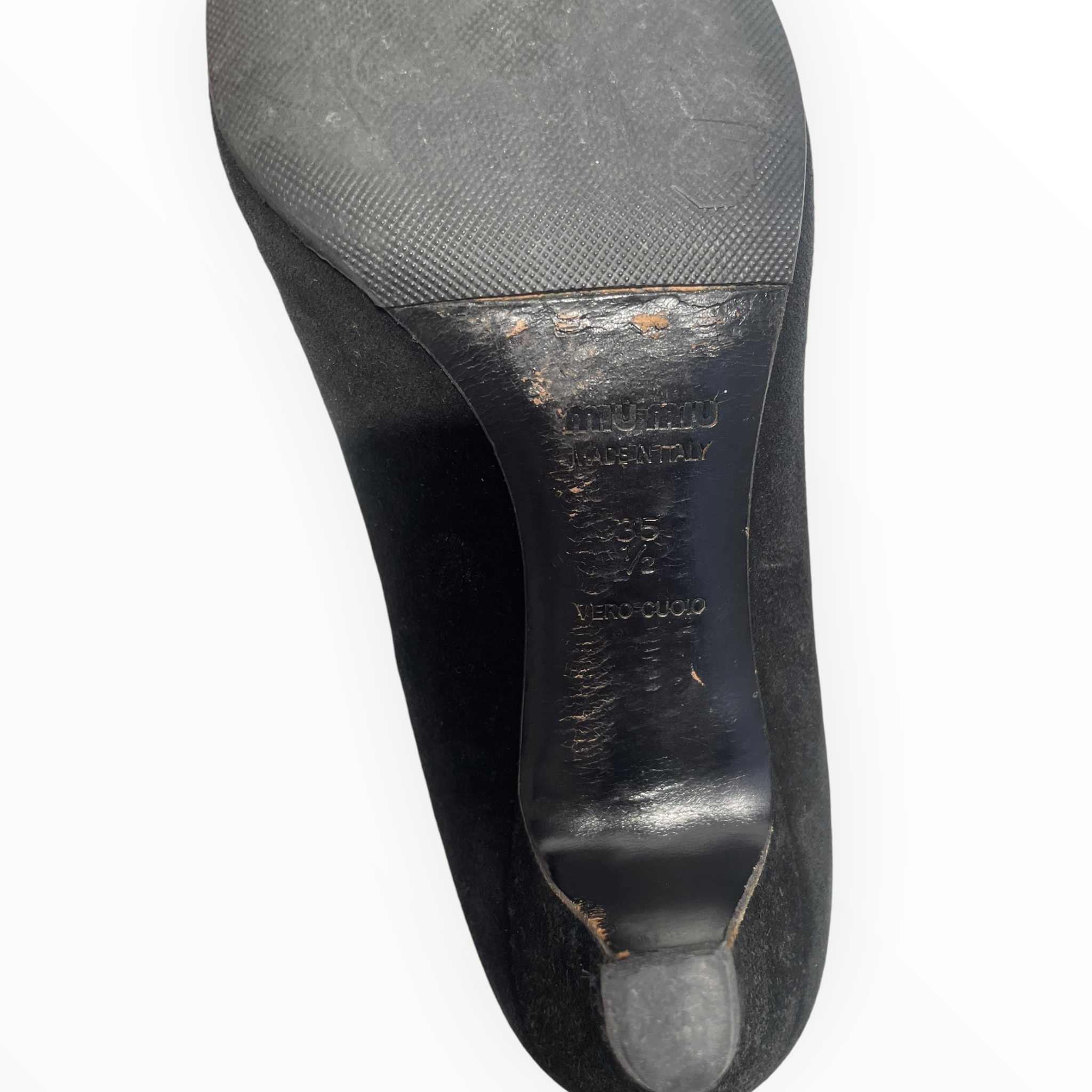 MIU MIU/Heels/EU 35.5/Suede/BLK/LOW BOW HEELS view 4