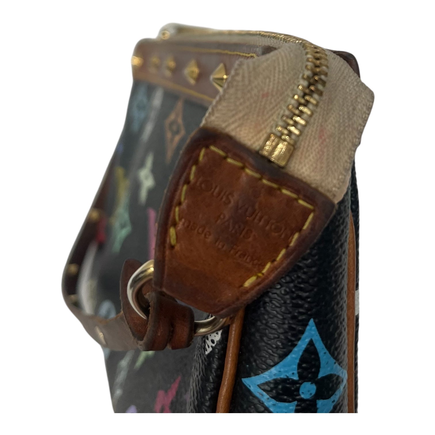 LOUIS VUITTON/Hand Bag/Monogram/Leather/BLK/Murakami Multicolore Pochette view 6