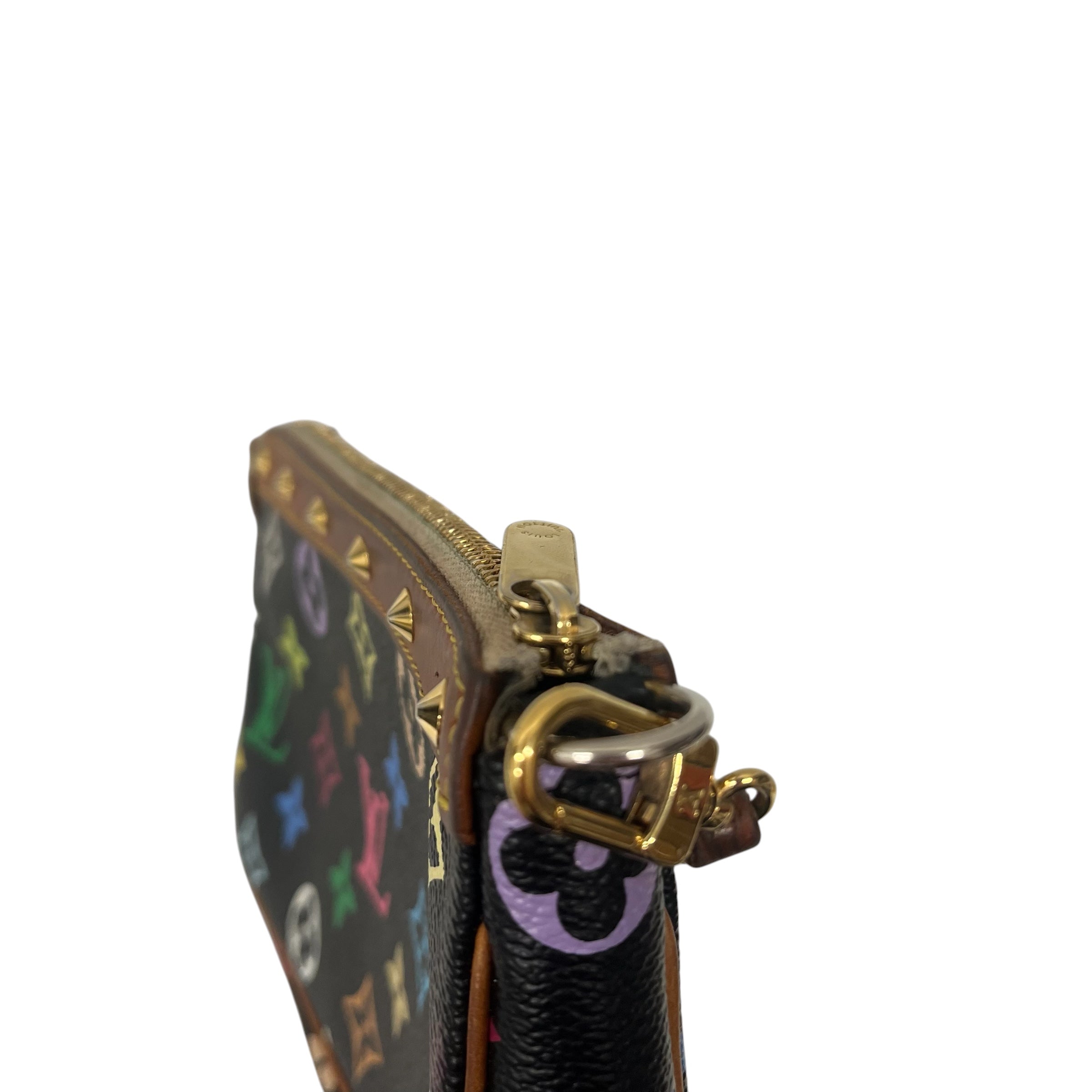 LOUIS VUITTON/Hand Bag/Monogram/Leather/BLK/Murakami Multicolore Pochette view 7