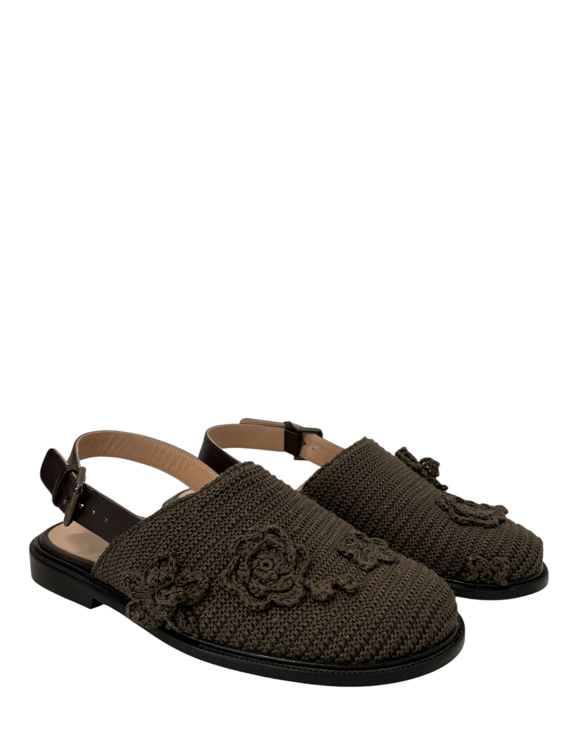 MONICA CORDERA/Sandals/EU 36/Cotton/GRY/KNITFLOWERSLINGBACK view 1