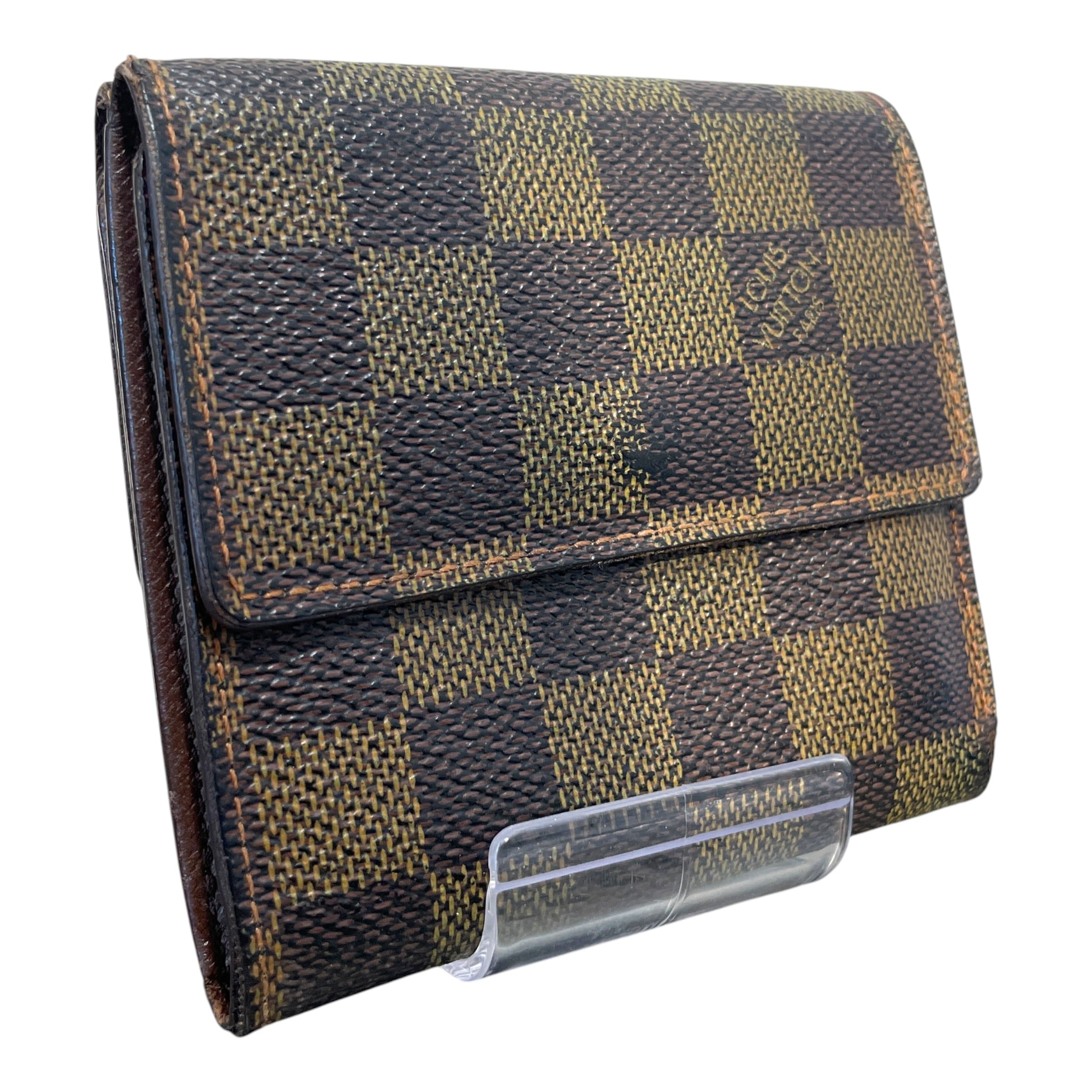 LOUIS VUITTON/Trifold Wallet/Monogram/Leather/BRW/L's/Damier Ebene Elise Wallet view 2