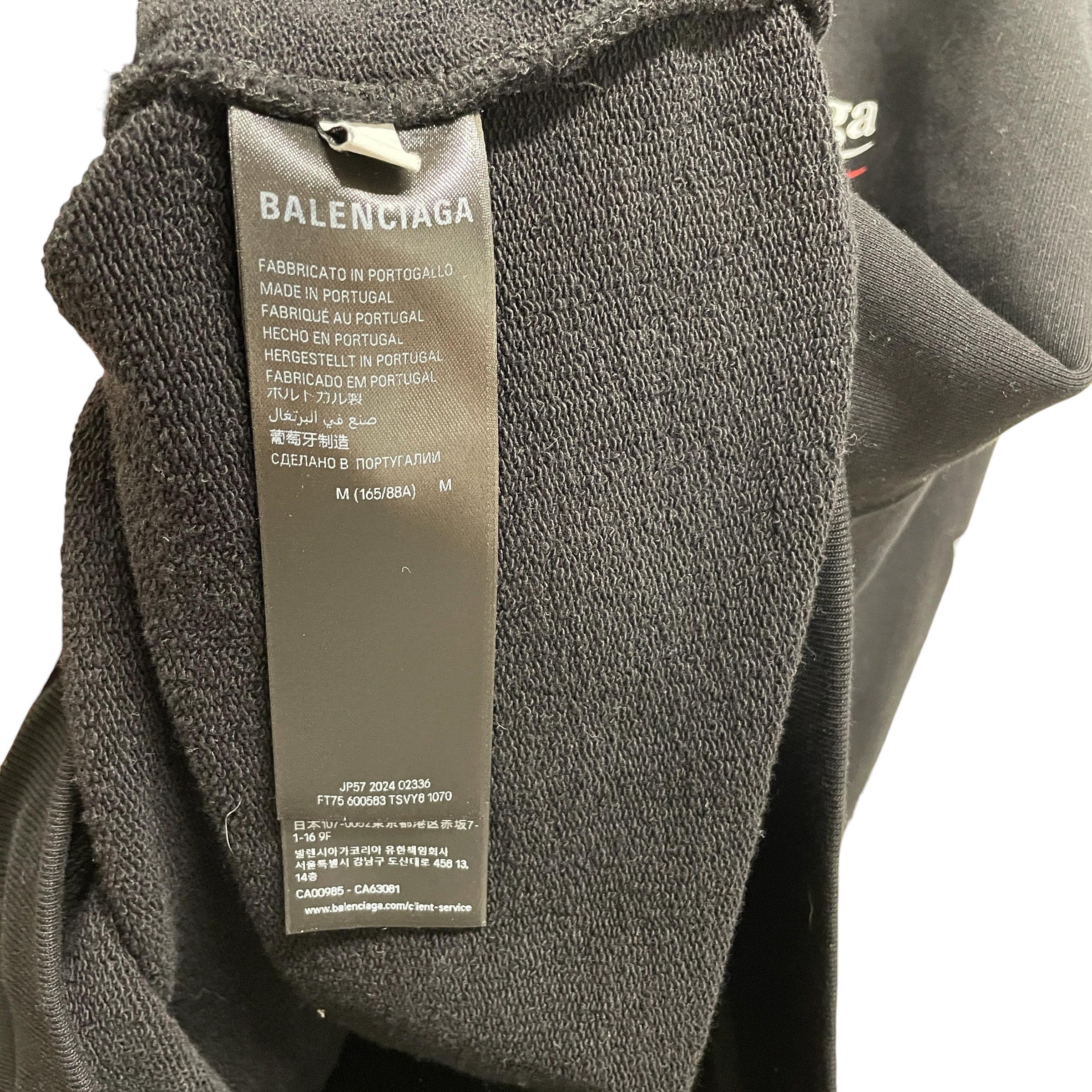 BALENCIAGA/Hoodie/M/Graphic/Cotton/BLK/political overlayer view 3