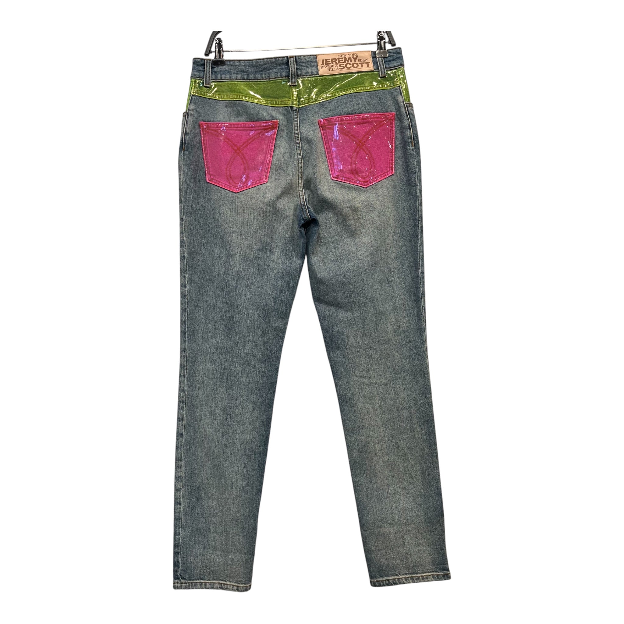JEREMY SCOTT/Bottoms/8/Denim/BLU/neon pvc accent jeans view 2