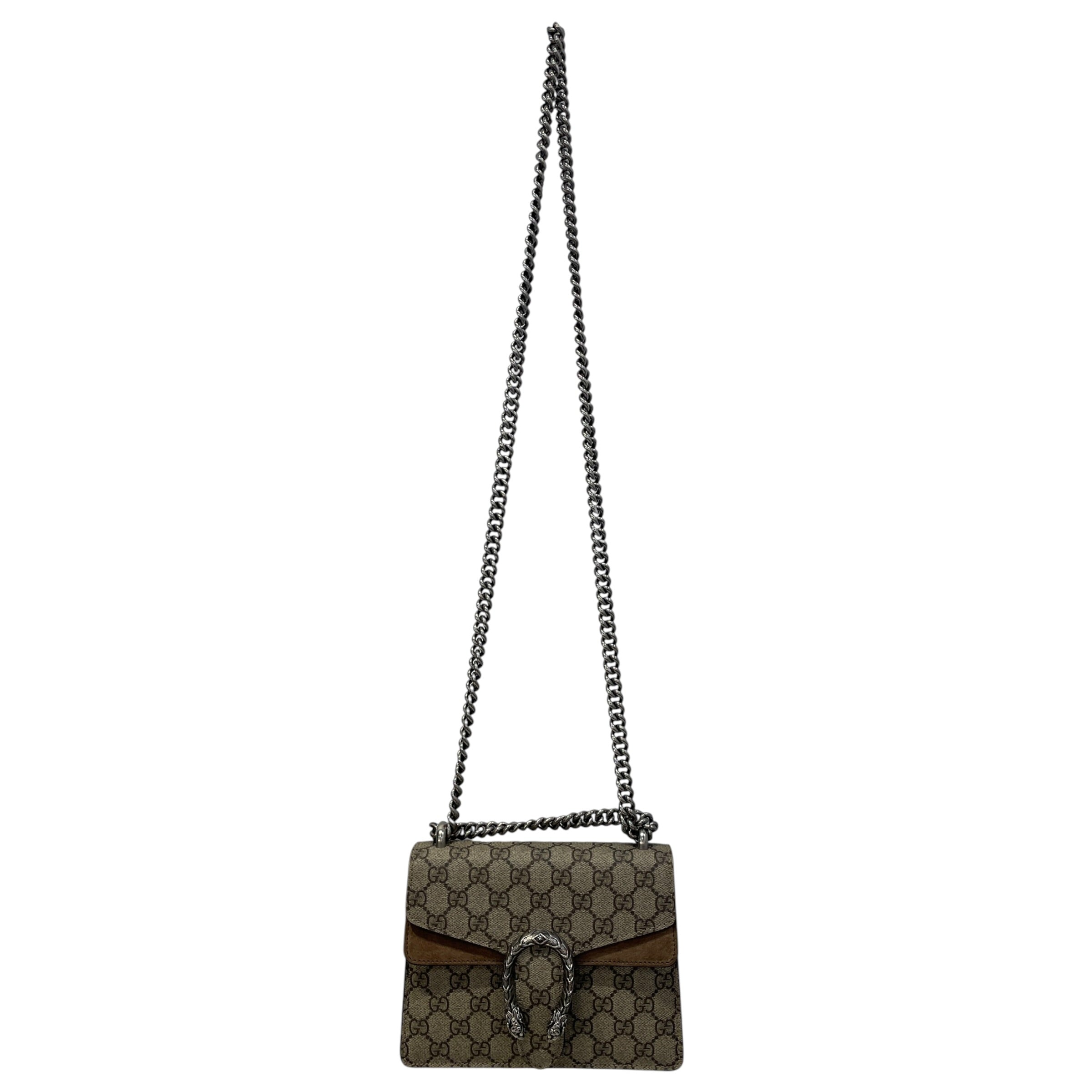 GUCCI/Cross Body Bag/Monogram/Suede/BEG/mini dionysus gg supreme cnvs view 1
