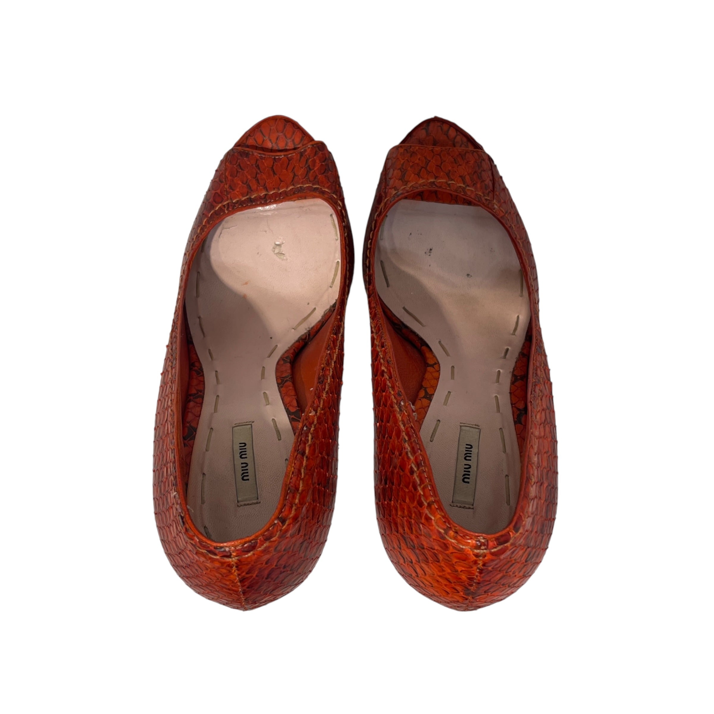 MIU MIU/Heels/EU 39/Animal Pattern/ORN/Python Peep Toe Platform view 3