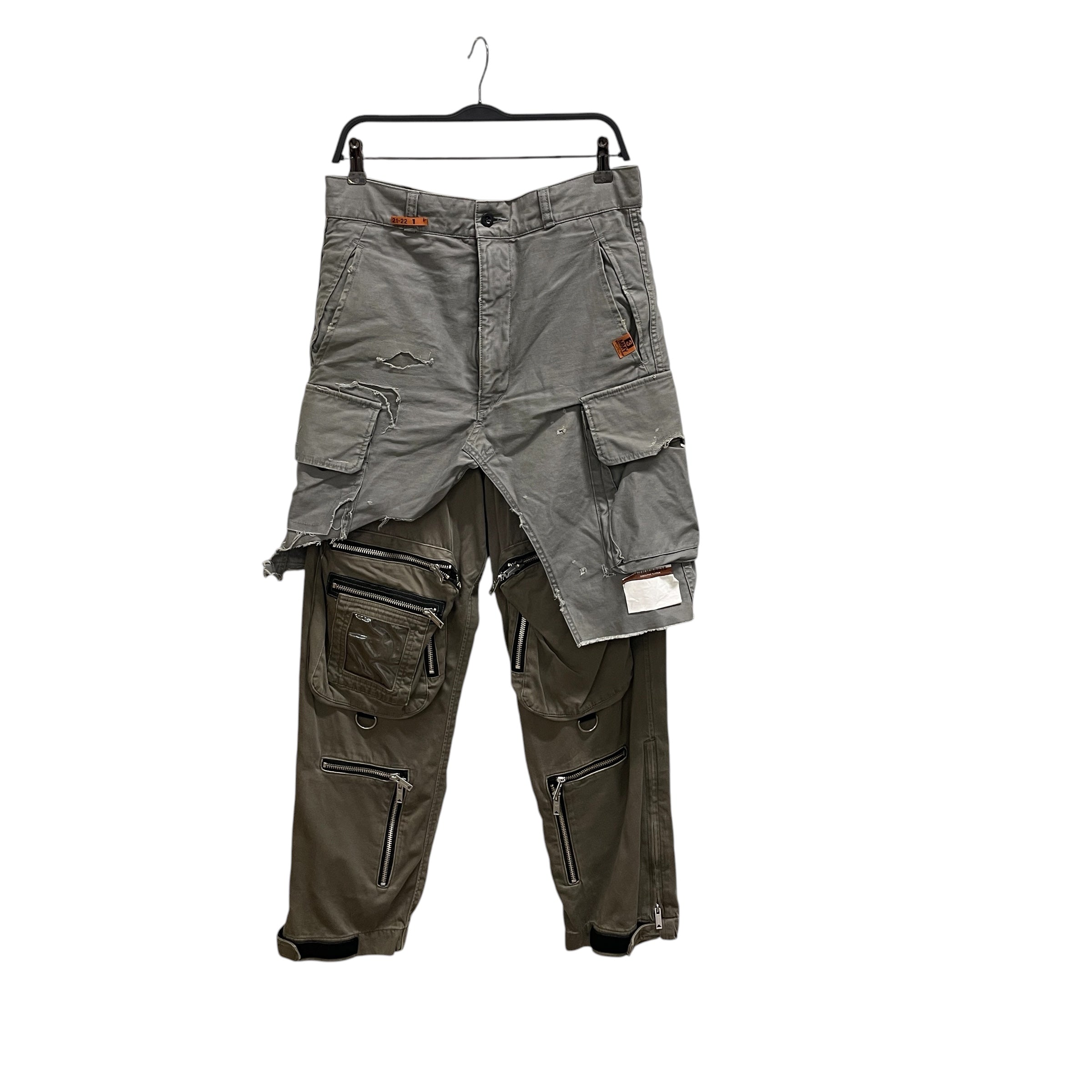 MIHARA YASUHIRO/Pants/46/Cotton/GRN/LAYERED CARGO/MULTIZIP view 1