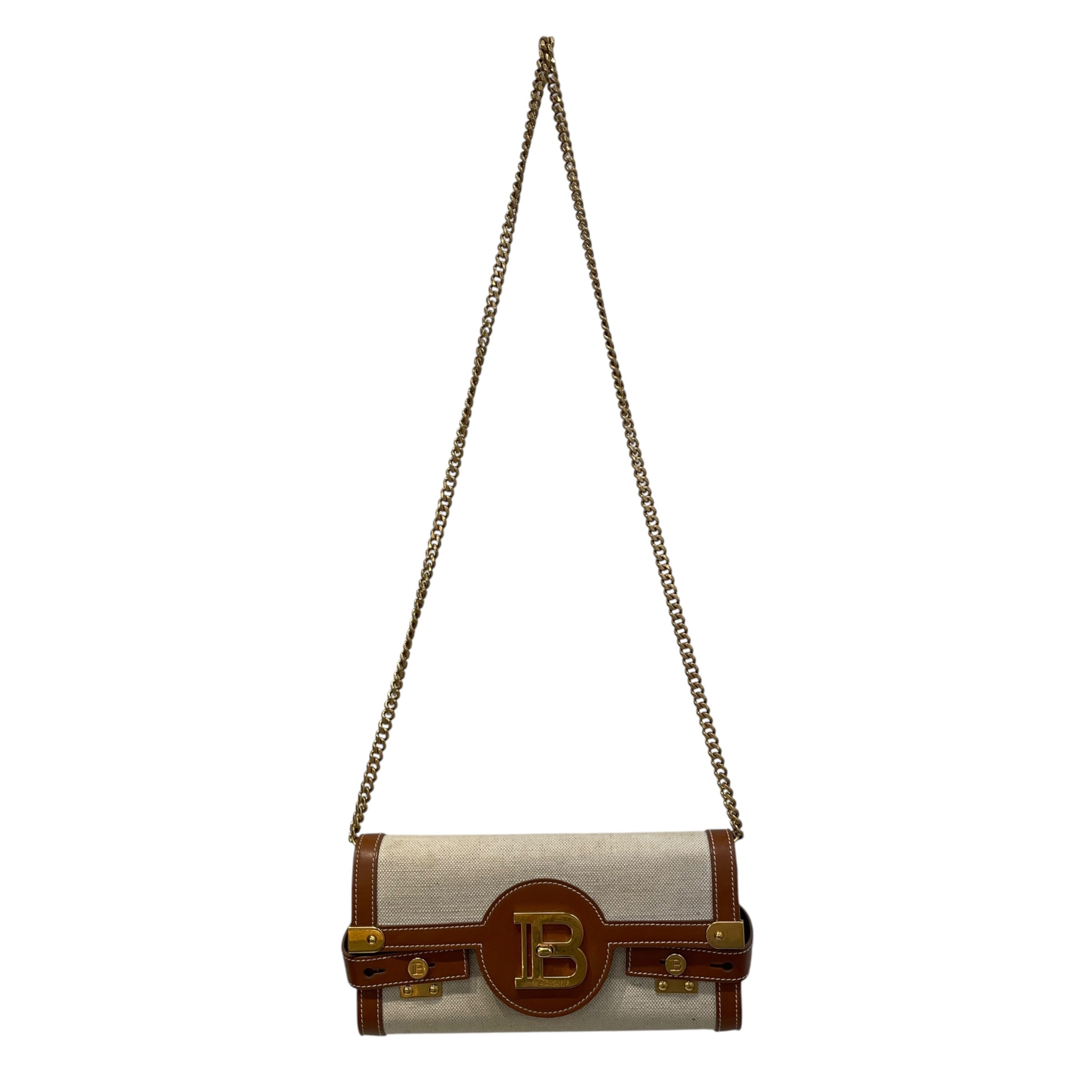 BALMAIN/Cross Body Bag/Leather/IVR/b buzz 23 in canvas, leather view 1