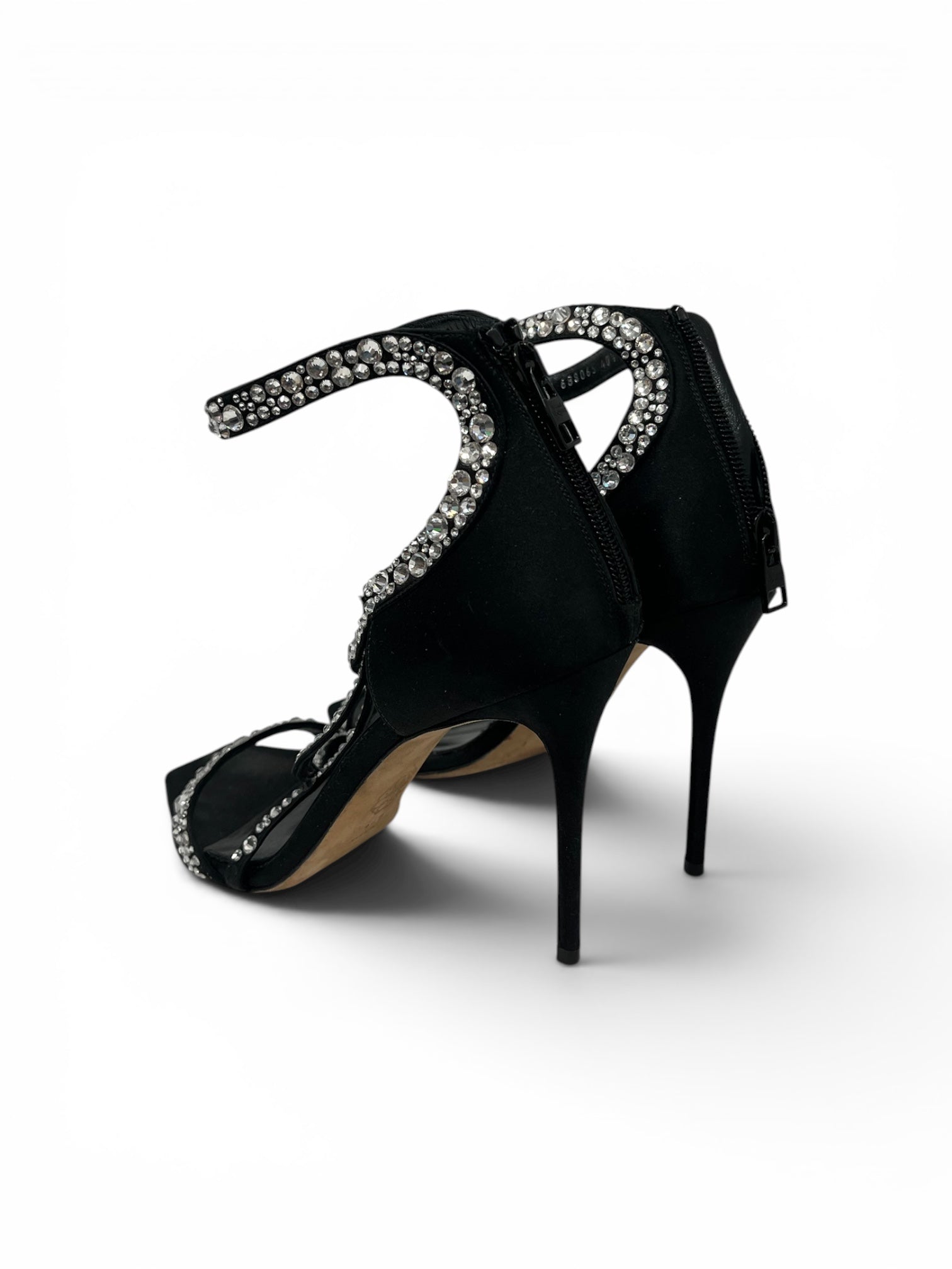 Alexander McQueen/Heels/EU 40.5/Silk/BLK/Ankle Strap/SATIN HEEL, DIAMOND STRAP view 2