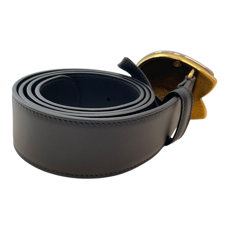 GUCCI/Belt/OS/Leather/BLK/horeshoe buckle