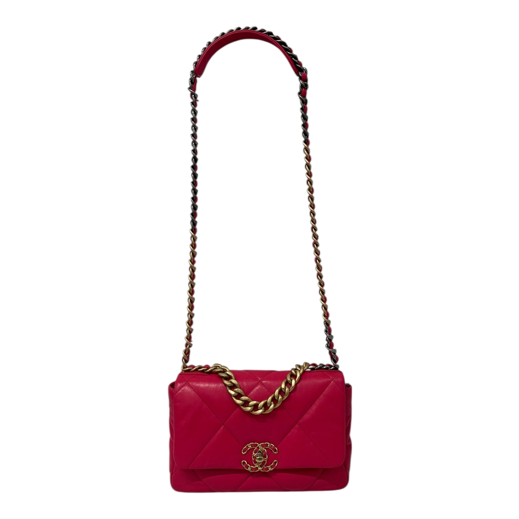 CHANEL/Hand Bag/Leather/PNK/MEDIUM 19 FLAP/30499183 view 1