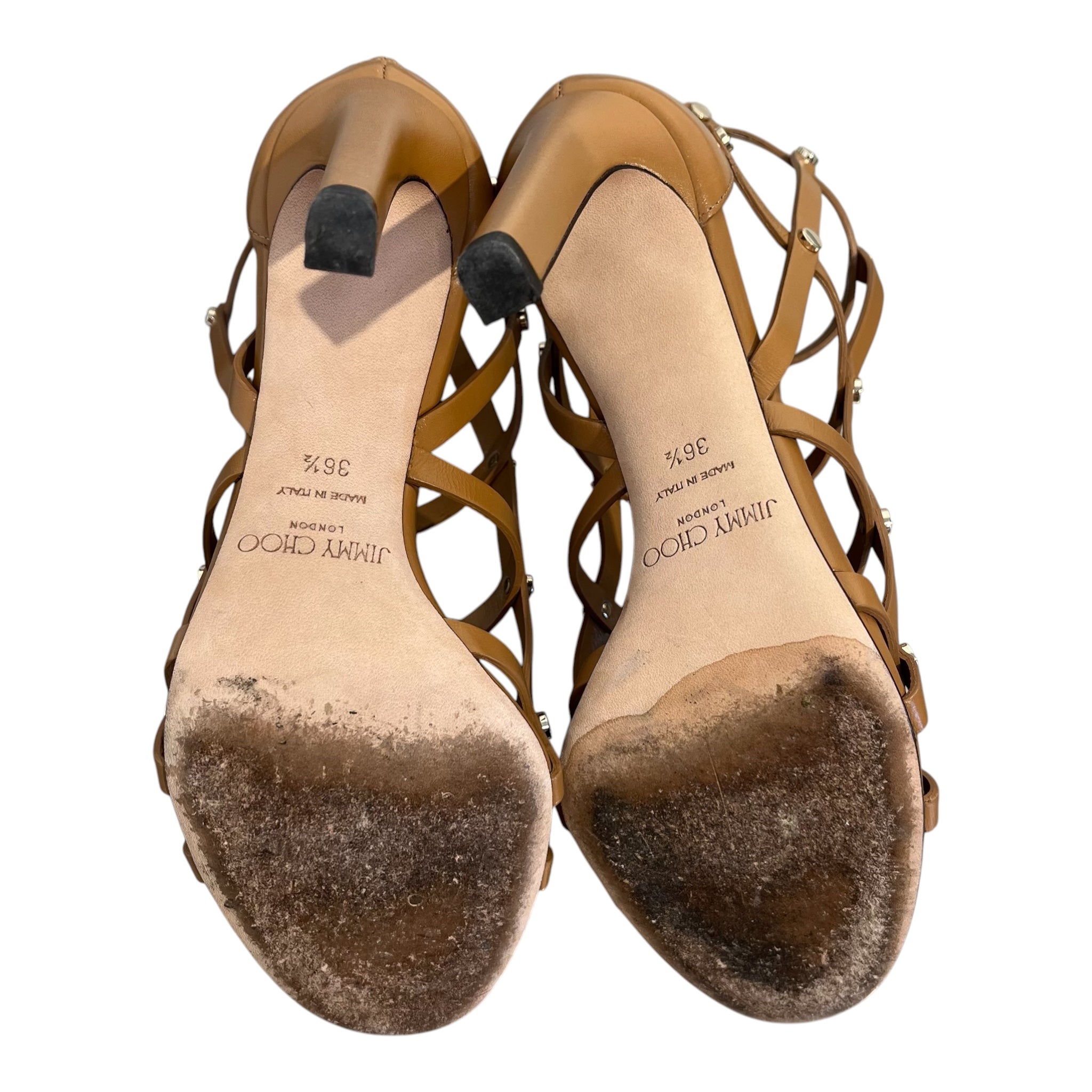 JIMMY CHOO/Heels/EU 36.5/Leather/CML/studded cage sandals view 3