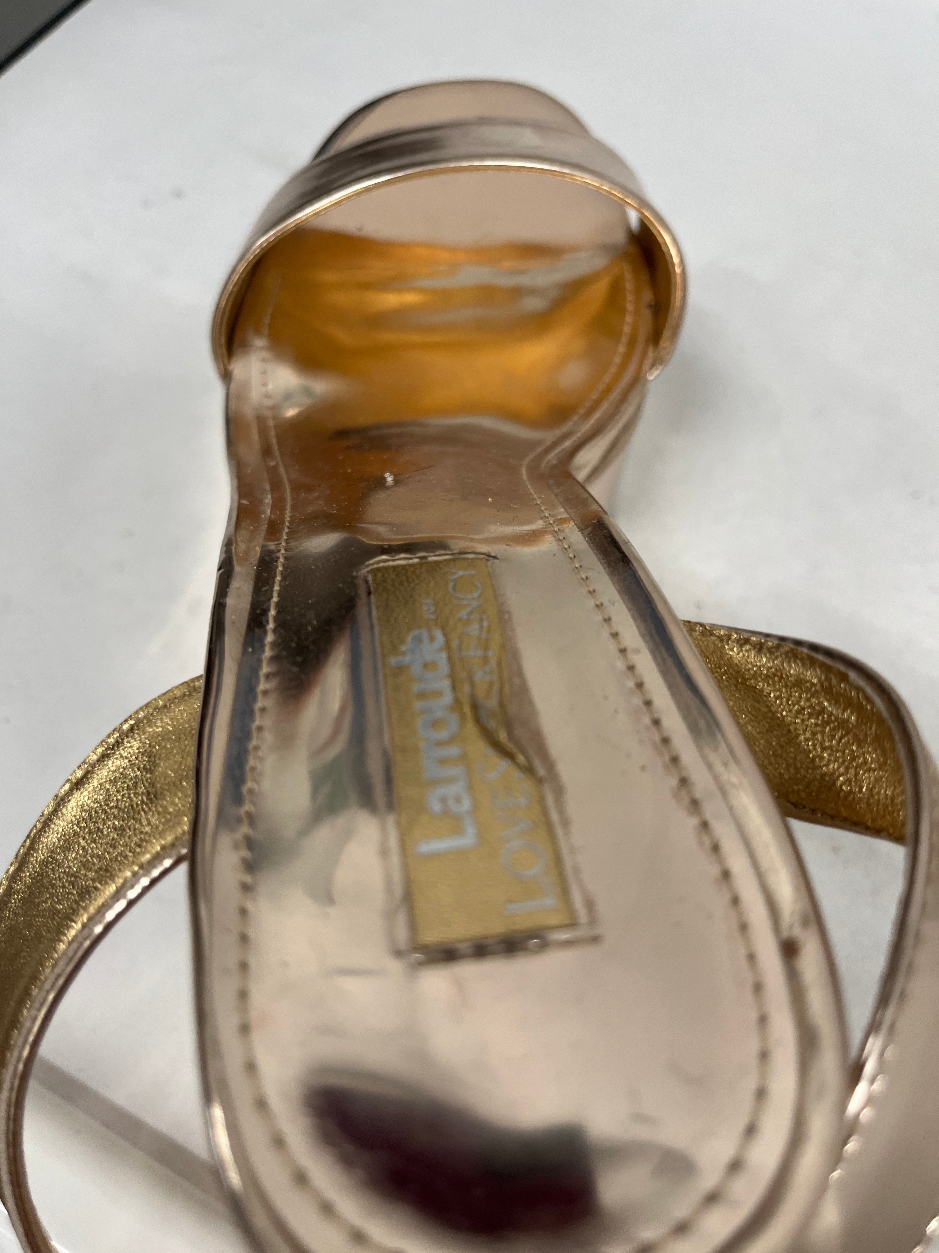 LARROUDE/LOVESHACKFANCY/Heels/US 8/Faux Leather/GLD/Ankle Strap/CHUNKY HEEL & PLATFORM view 3