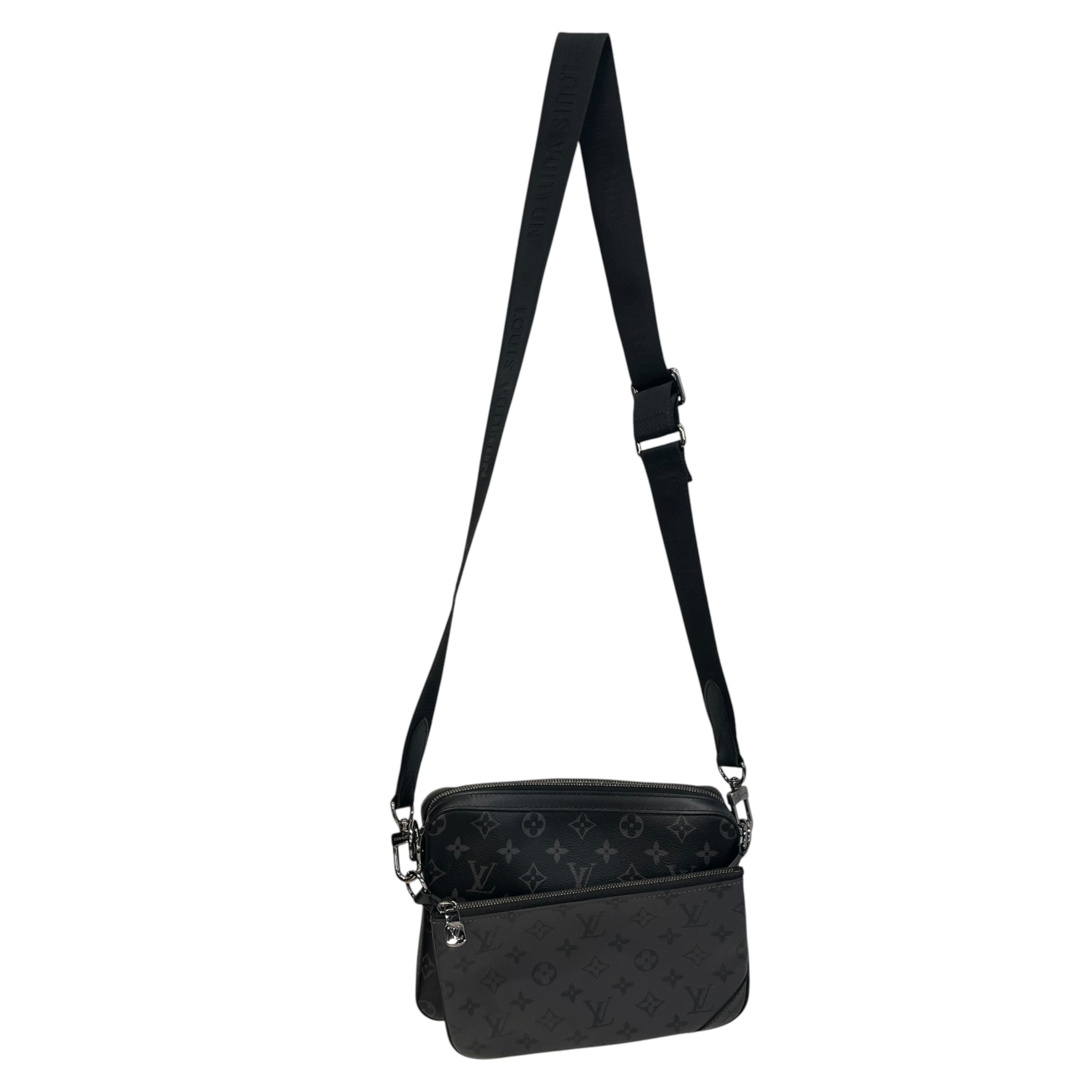 LOUIS VUITTON/Cross Body Bag/Monogram/Leather/BLK/messenger eclipse duo view 1