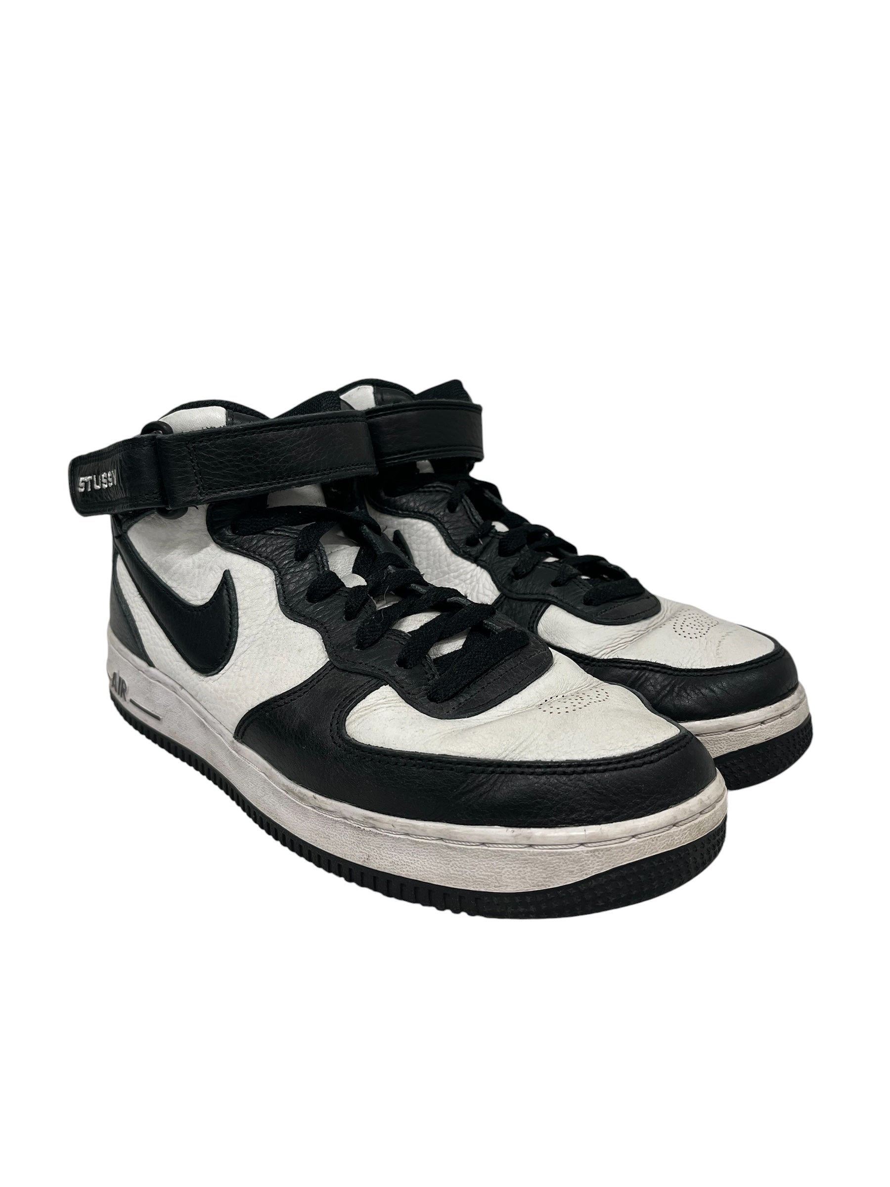 NIKE/STUSSY/AIR FORCE 1 07 MID SP/Hi-Sneakers/US 8.5/Border/Leather/WHT/DJ7840-002 view 1