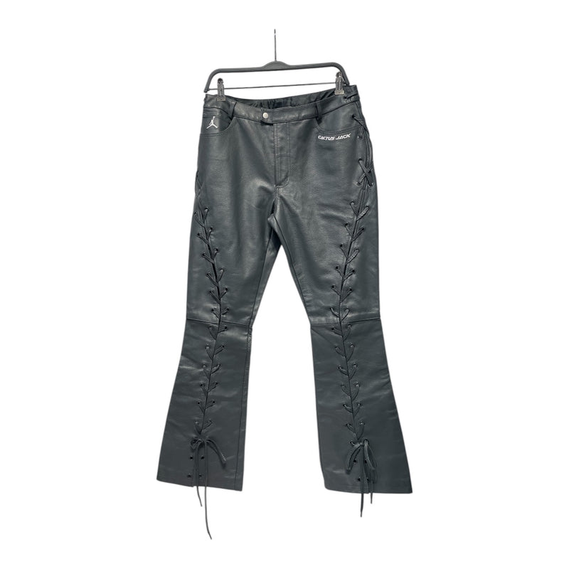 NIKE/CACTUS JACK/Bootcut Pants/M/Faux Leather/GRY/LACE UP