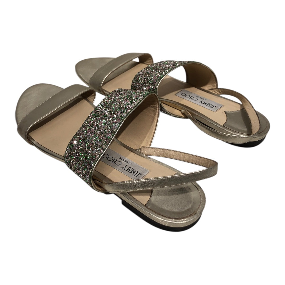 JIMMY CHOO/Sandals/EU 39.5/Glitter/GLD/WHITE GOLD & GLITTER view 2