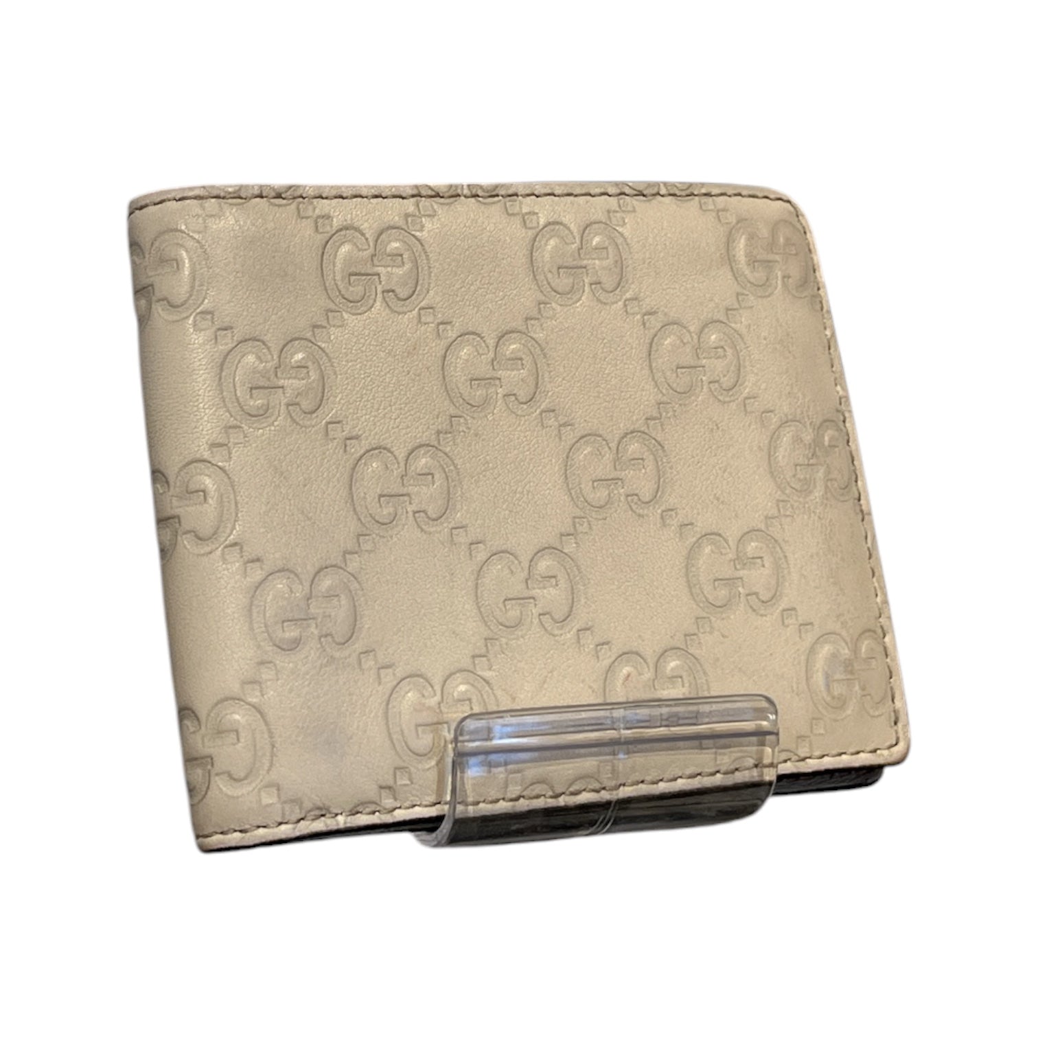 GUCCI/Bifold Wallet/Monogram/Leather/BEG/M's/Embossed logo view 1