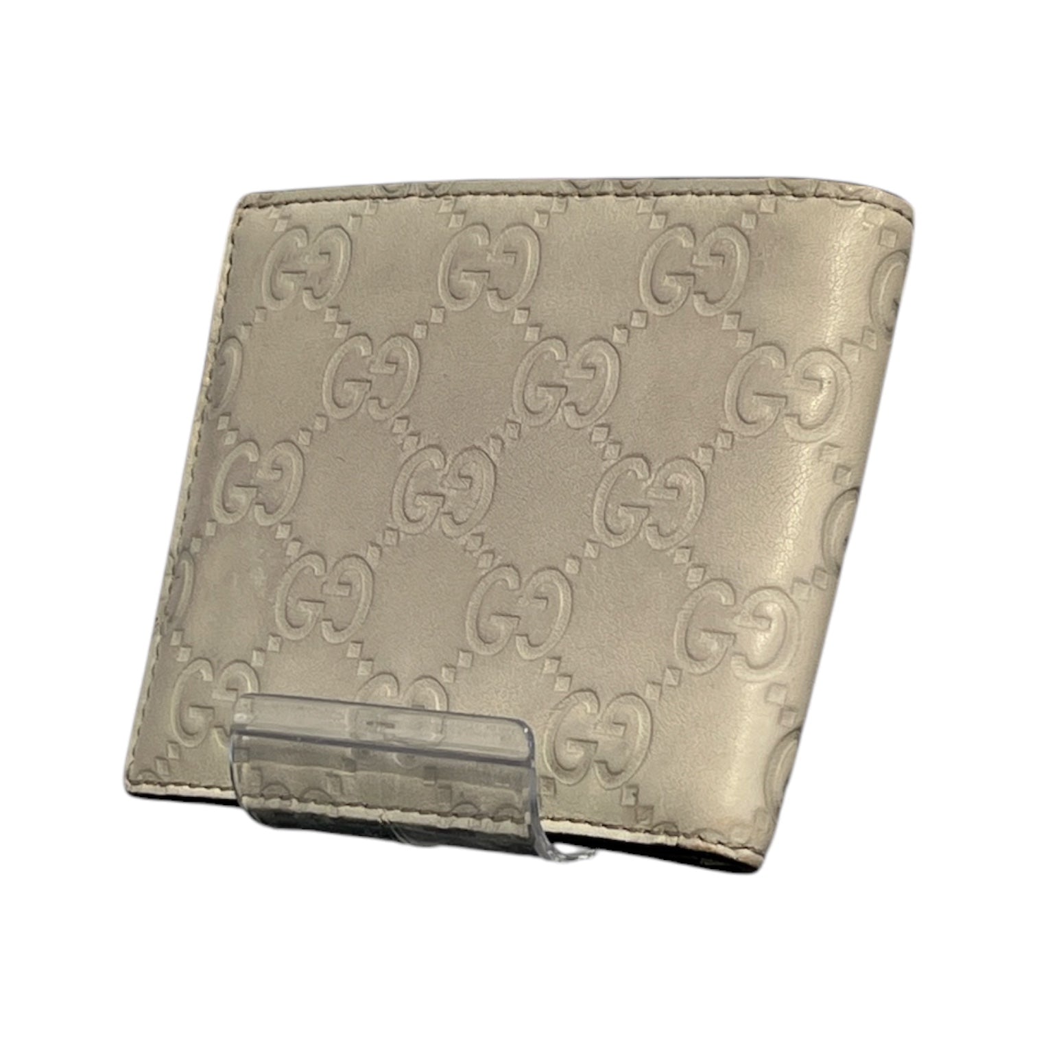 GUCCI/Bifold Wallet/Monogram/Leather/BEG/M's/Embossed logo view 2