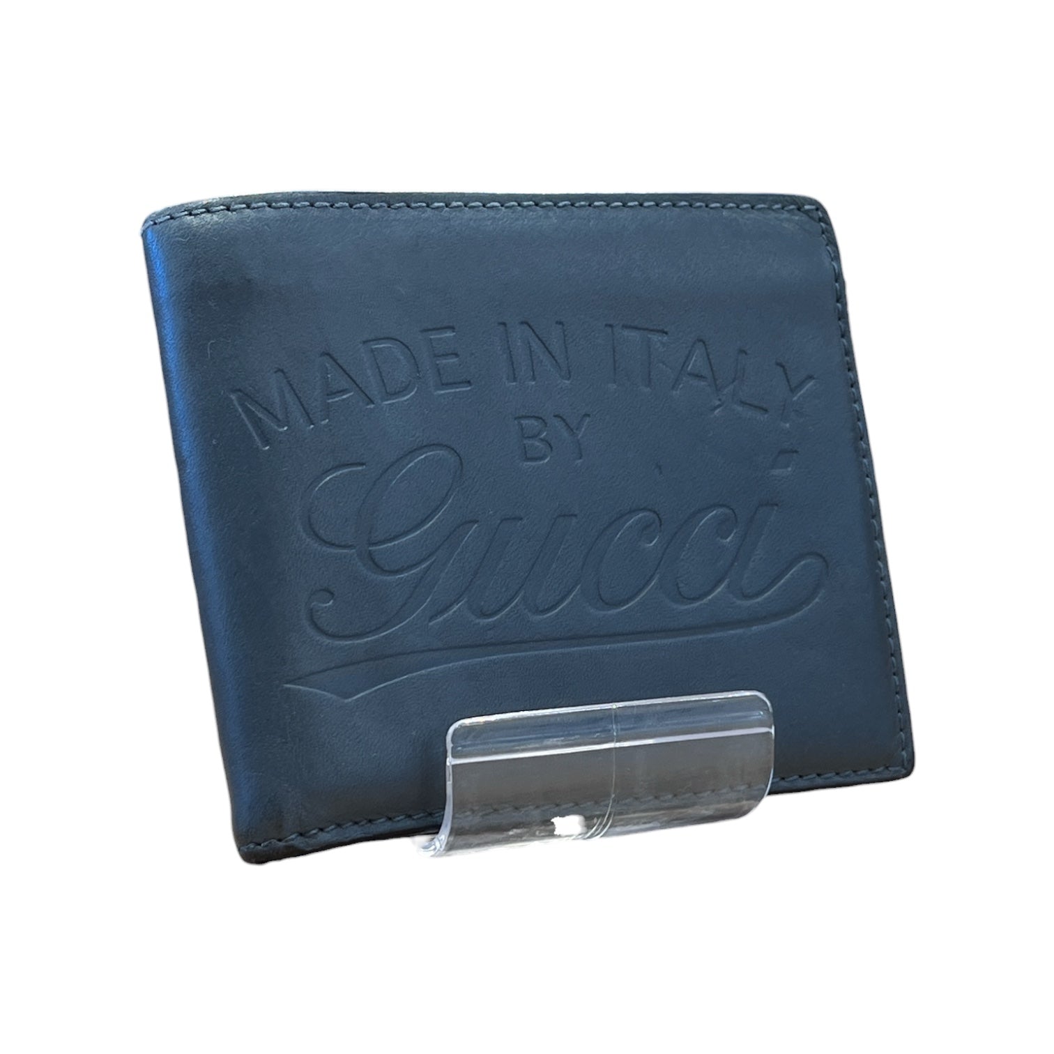GUCCI/Bifold Wallet/Leather/GRY/M's/Embossed "Made in Italy" view 1