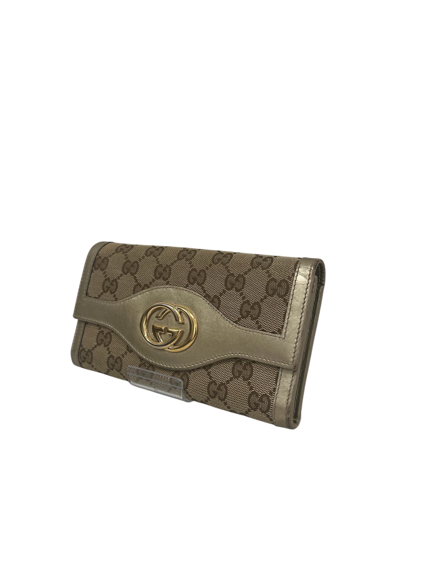 GUCCI/Trifold Wallet/Monogram/Cotton/BEG/L's/CONTINENTAL WALLET view 1