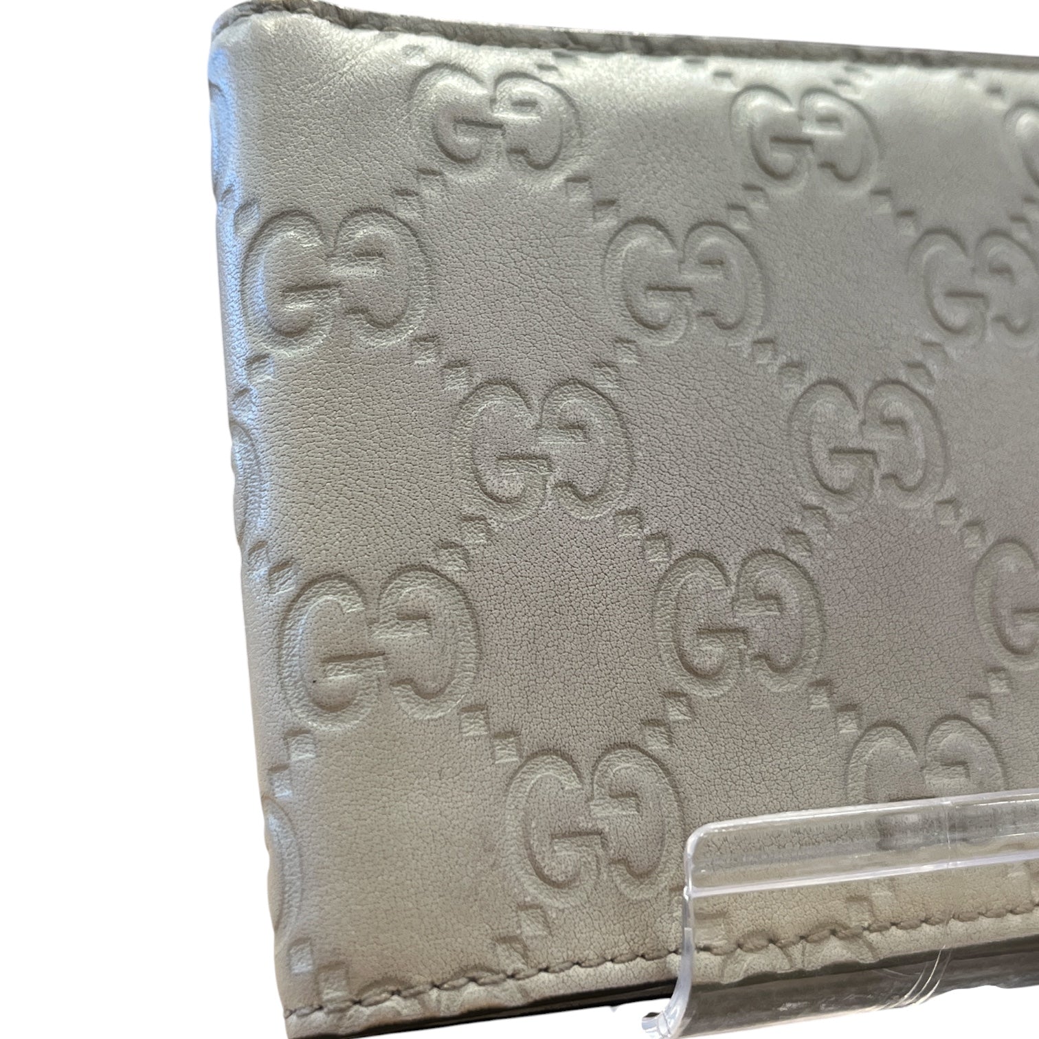 GUCCI/Bifold Wallet/Monogram/Leather/BEG/M's/Embossed logo view 6