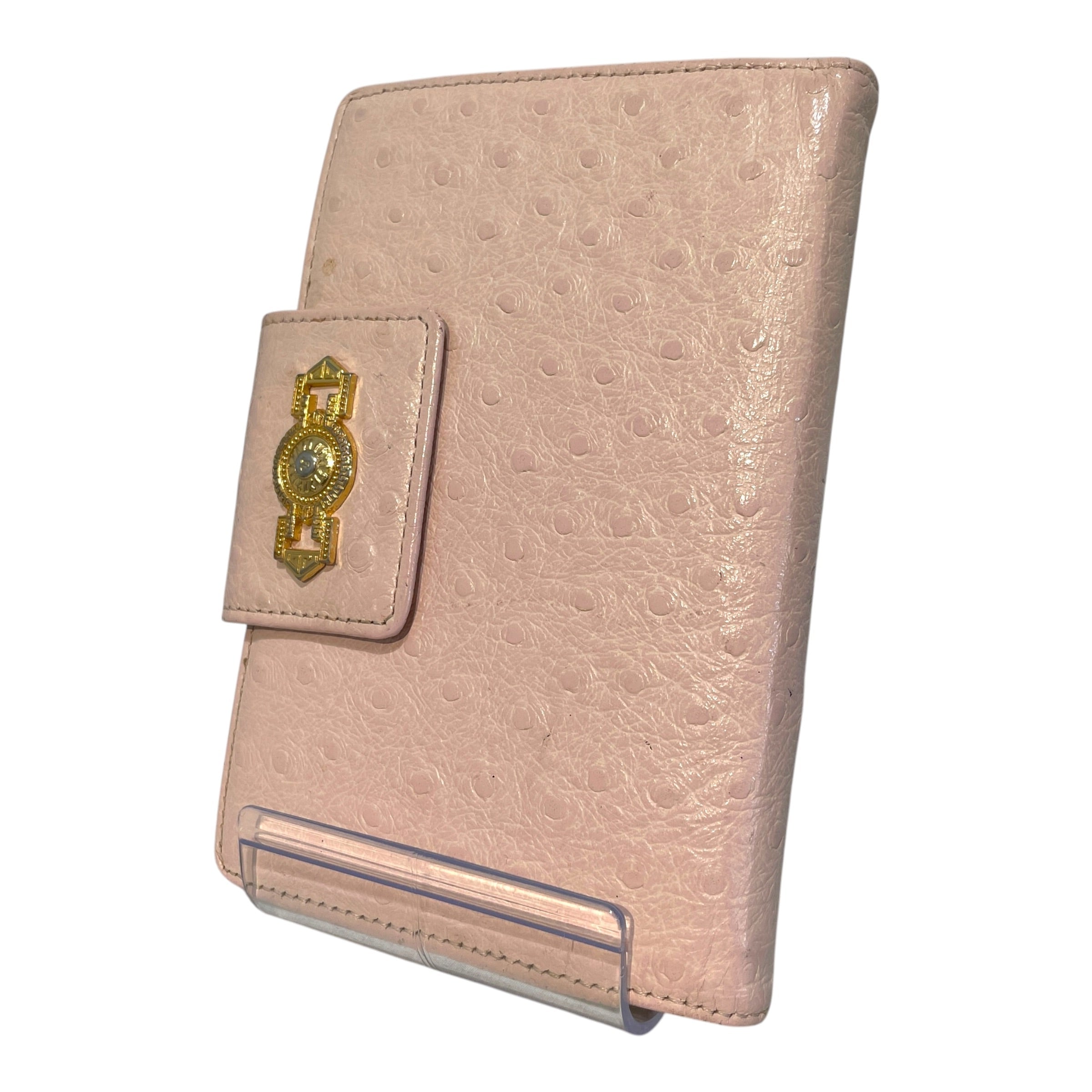GIANNI VERSACE/Bifold Wallet/Leather/PNK/Ostrich Gold Logo view 1