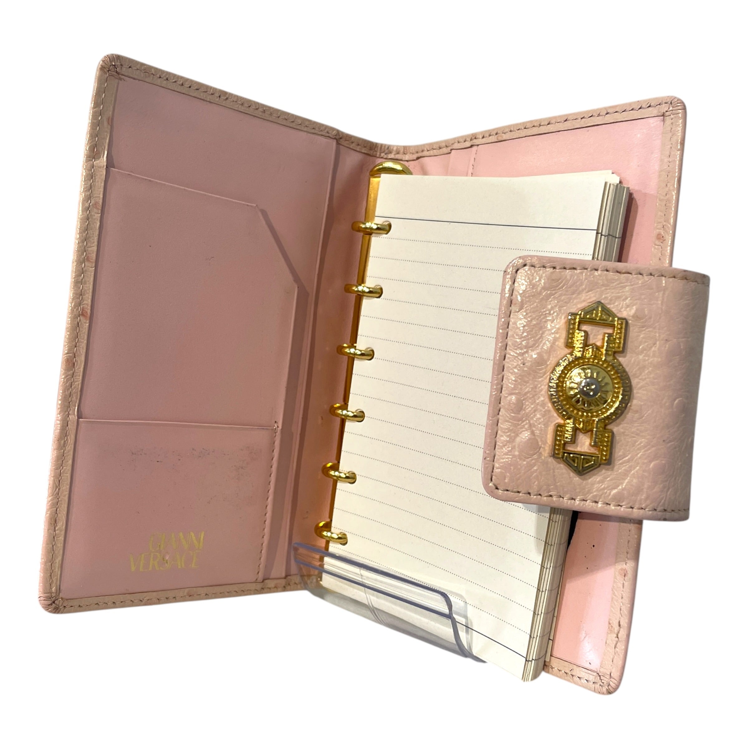 GIANNI VERSACE/Bifold Wallet/Leather/PNK/Ostrich Gold Logo view 3