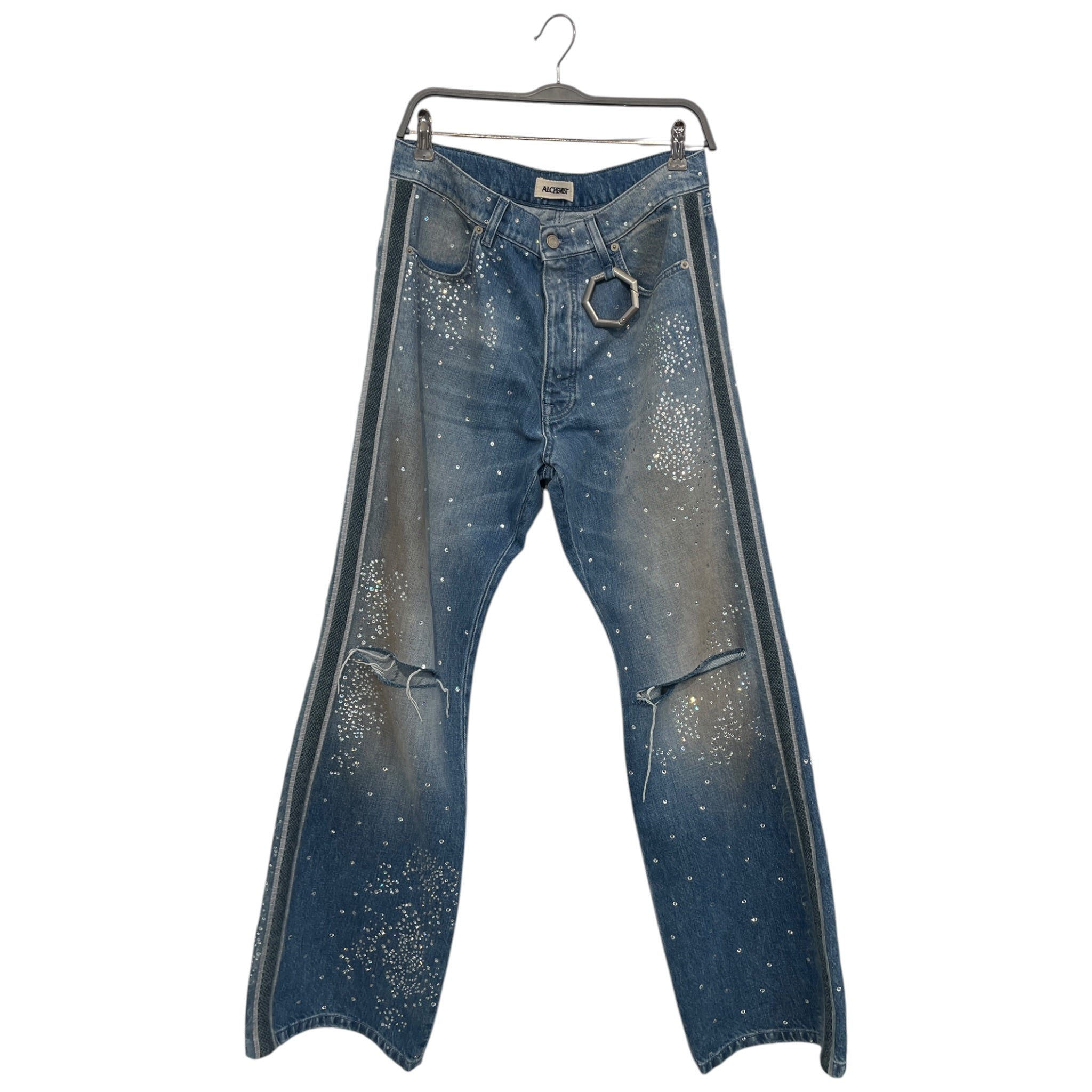 alchemist/Straight Pants/32/Cotton/BLU/rhinestone jeans ripped jeans view 1
