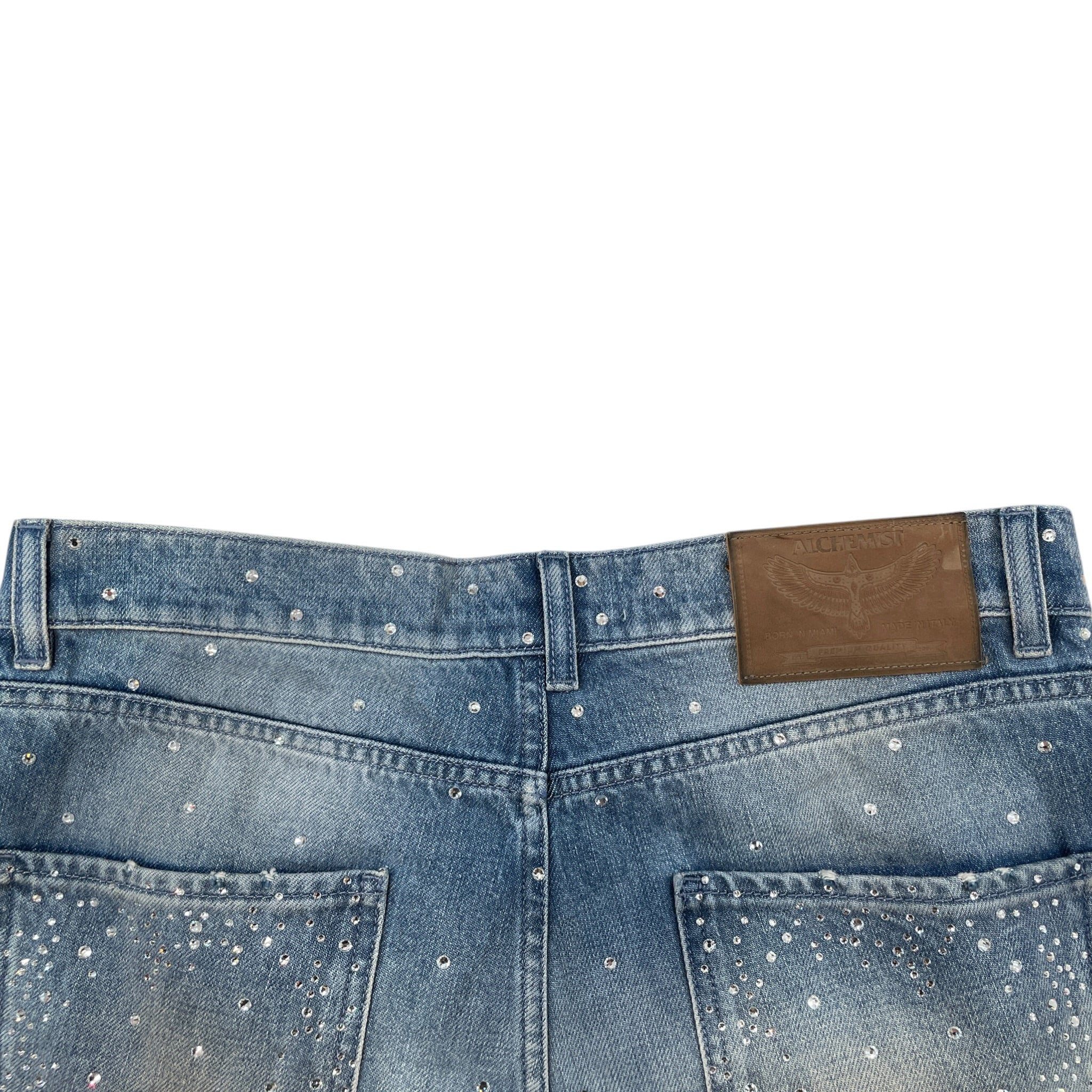 alchemist/Straight Pants/32/Cotton/BLU/rhinestone jeans ripped jeans view 4