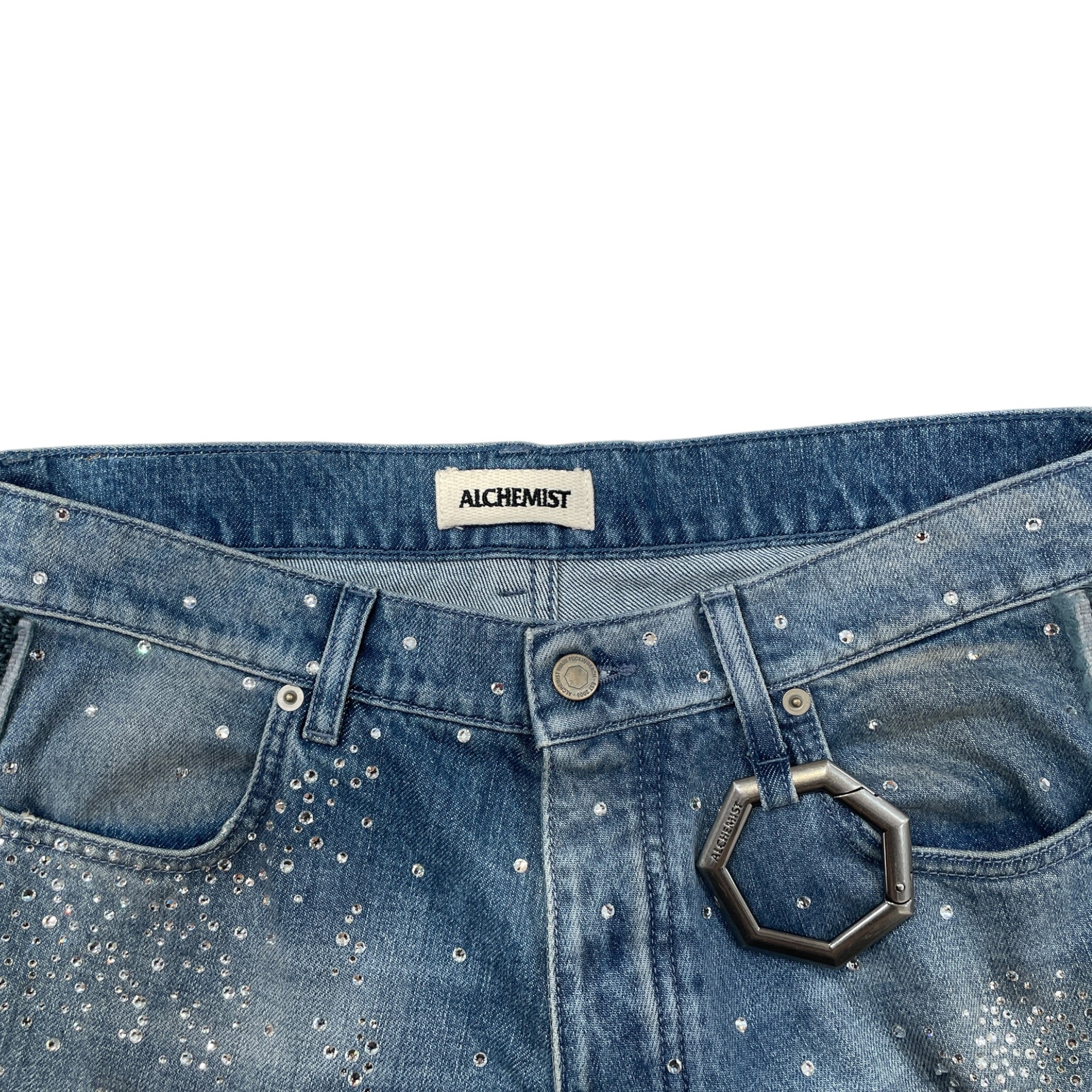 alchemist/Straight Pants/32/Cotton/BLU/rhinestone jeans ripped jeans view 3