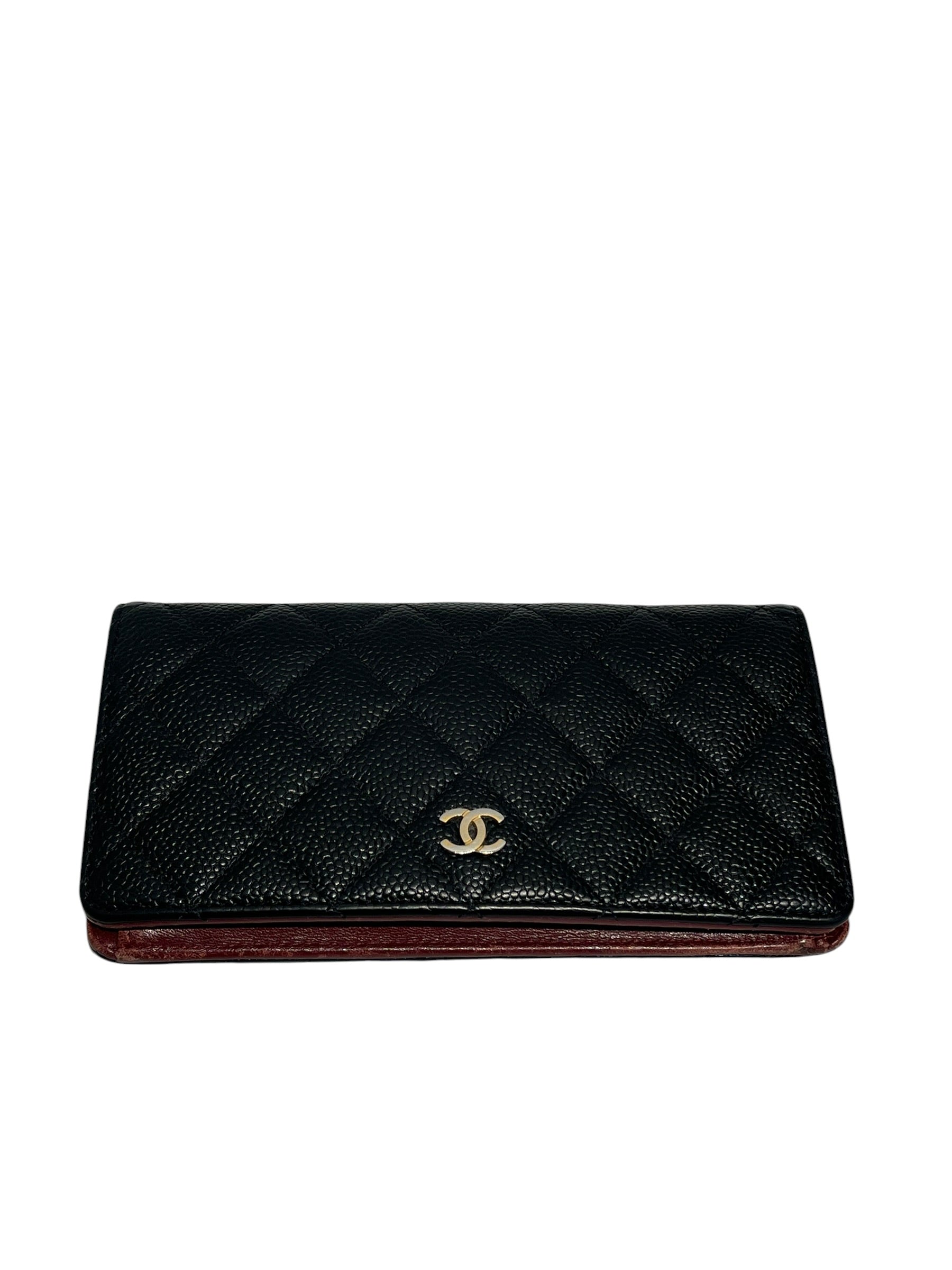 CHANEL/Long Wallet/Leather/BLK/Caviar Yen Wallet view 1